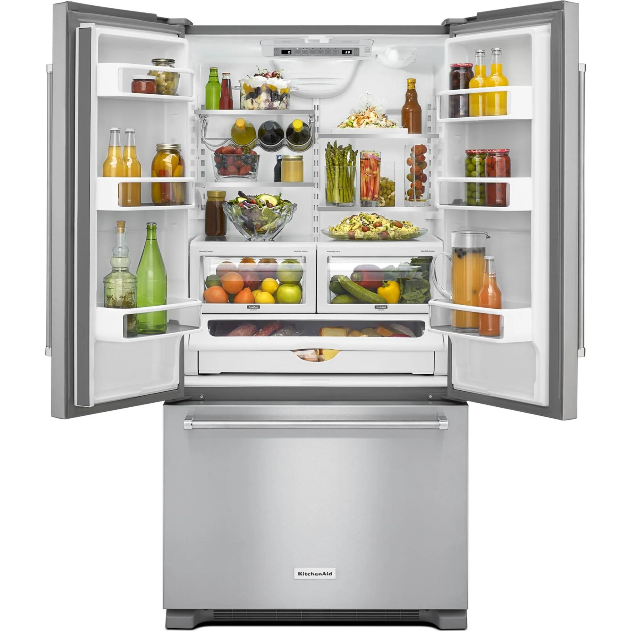 KitchenAid 22 cu.ft. 36-Inch Width Counter Depth French Door Refrigerator with Interior Dispense -Stainless Steel (KRFC302ESS) - Image 36