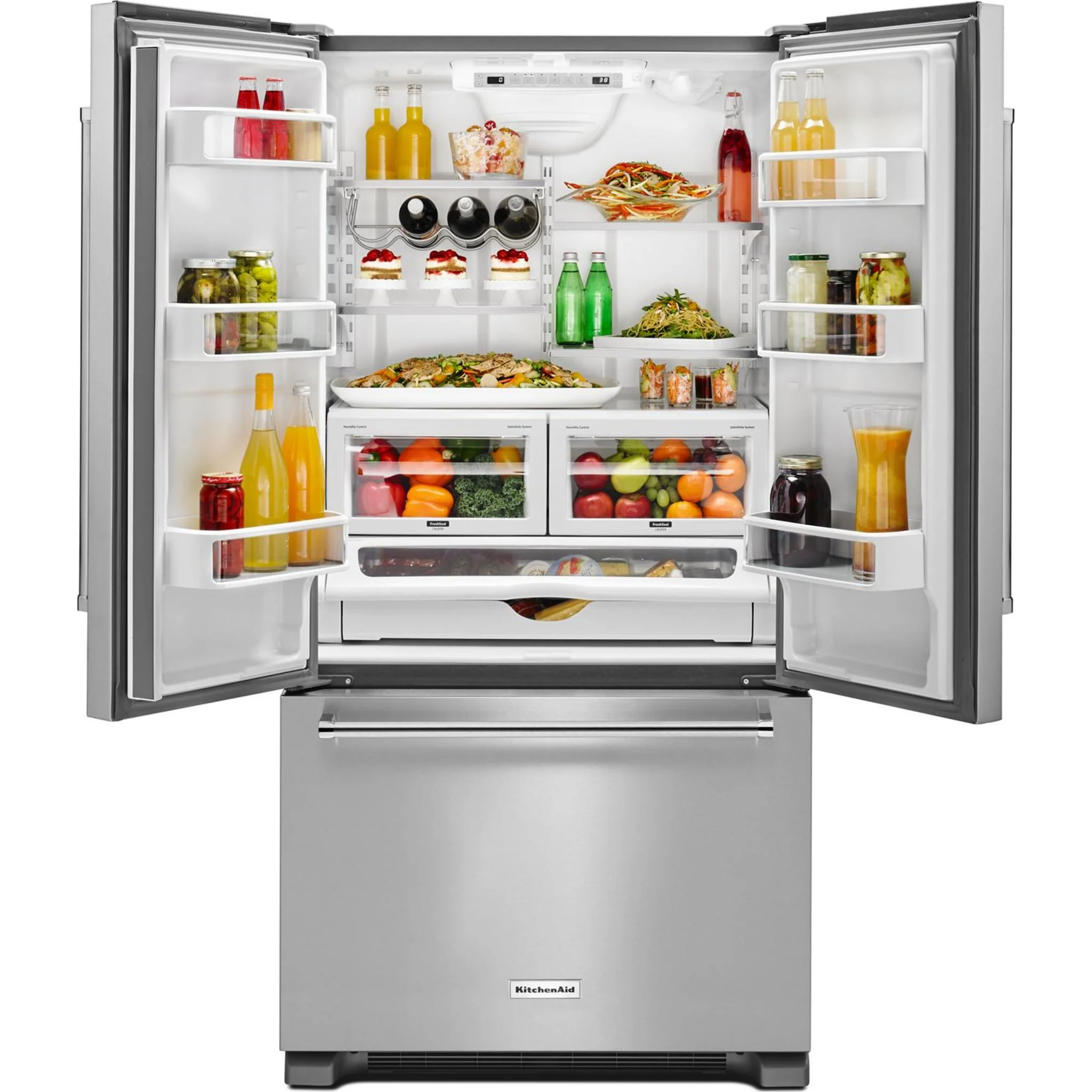 KitchenAid 22 cu.ft. 36-Inch Width Counter Depth French Door Refrigerator with Interior Dispense -Stainless Steel (KRFC302ESS) - Image 41