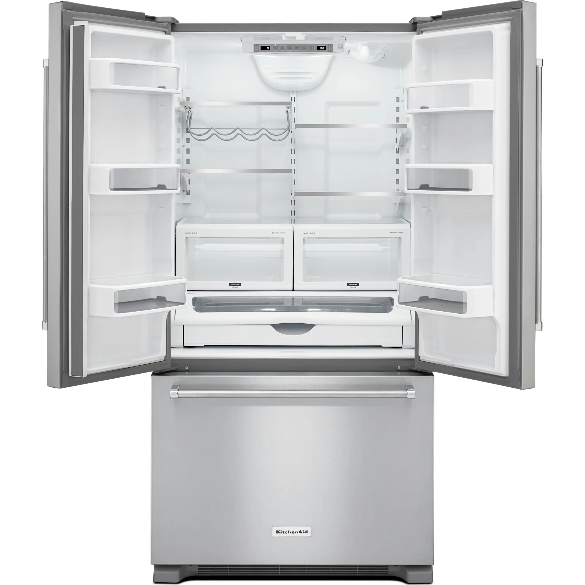 KitchenAid 22 cu.ft. 36-Inch Width Counter Depth French Door Refrigerator with Interior Dispense -Stainless Steel (KRFC302ESS) - Image 9