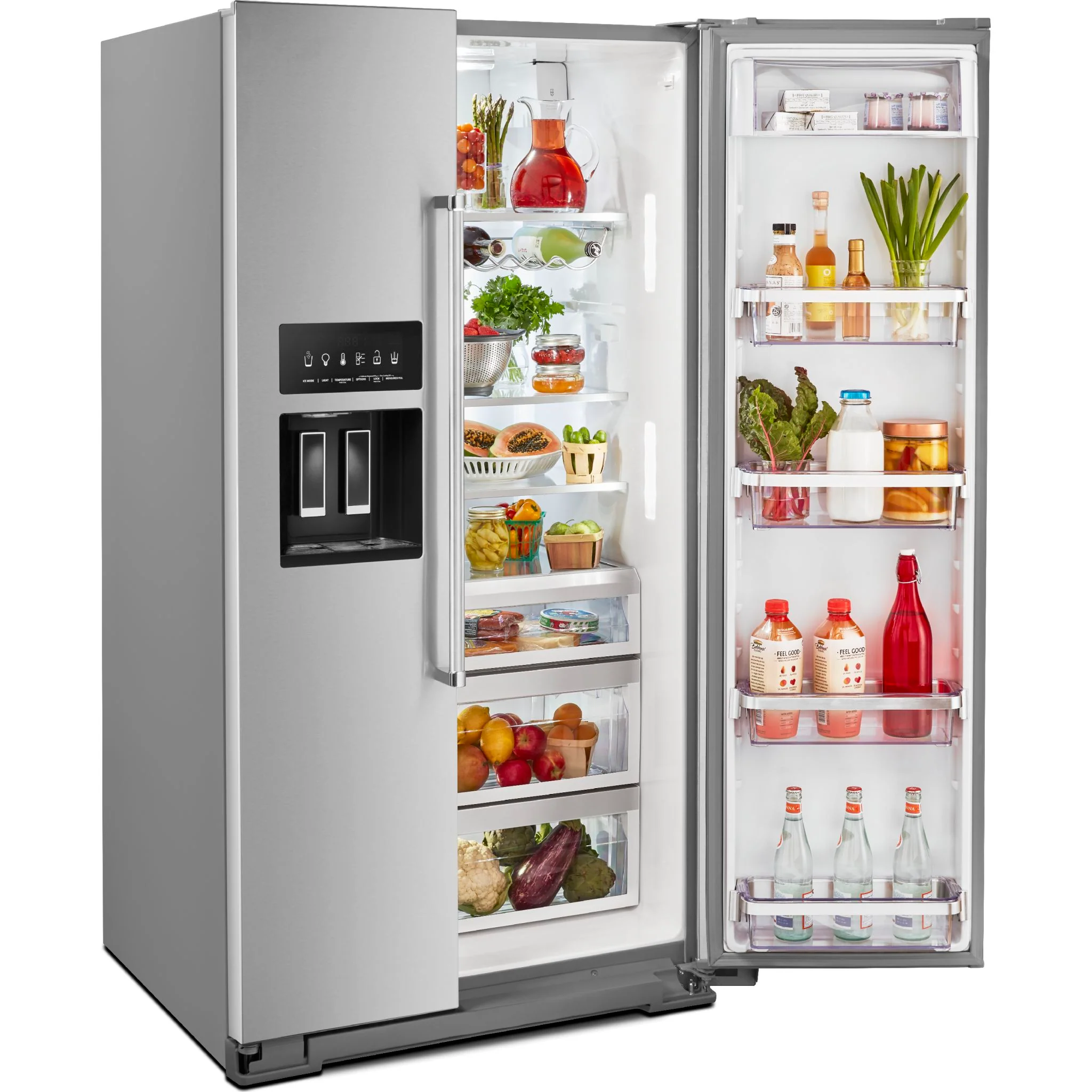 KitchenAid  24.8 cu.. ft. Side-by-Side Refrigerator with Exterior Ice and Water and PrintShield finish - Stainless Steel (KRSF705HPS) - Image 14