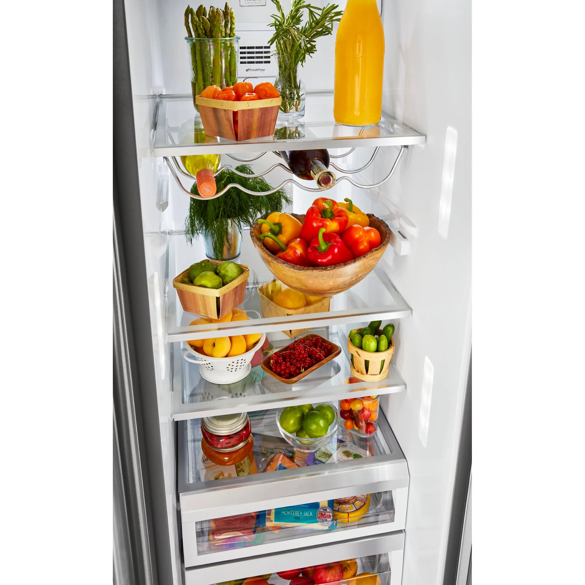 KitchenAid  24.8 cu.. ft. Side-by-Side Refrigerator with Exterior Ice and Water and PrintShield finish - Stainless Steel (KRSF705HPS) - Image 15