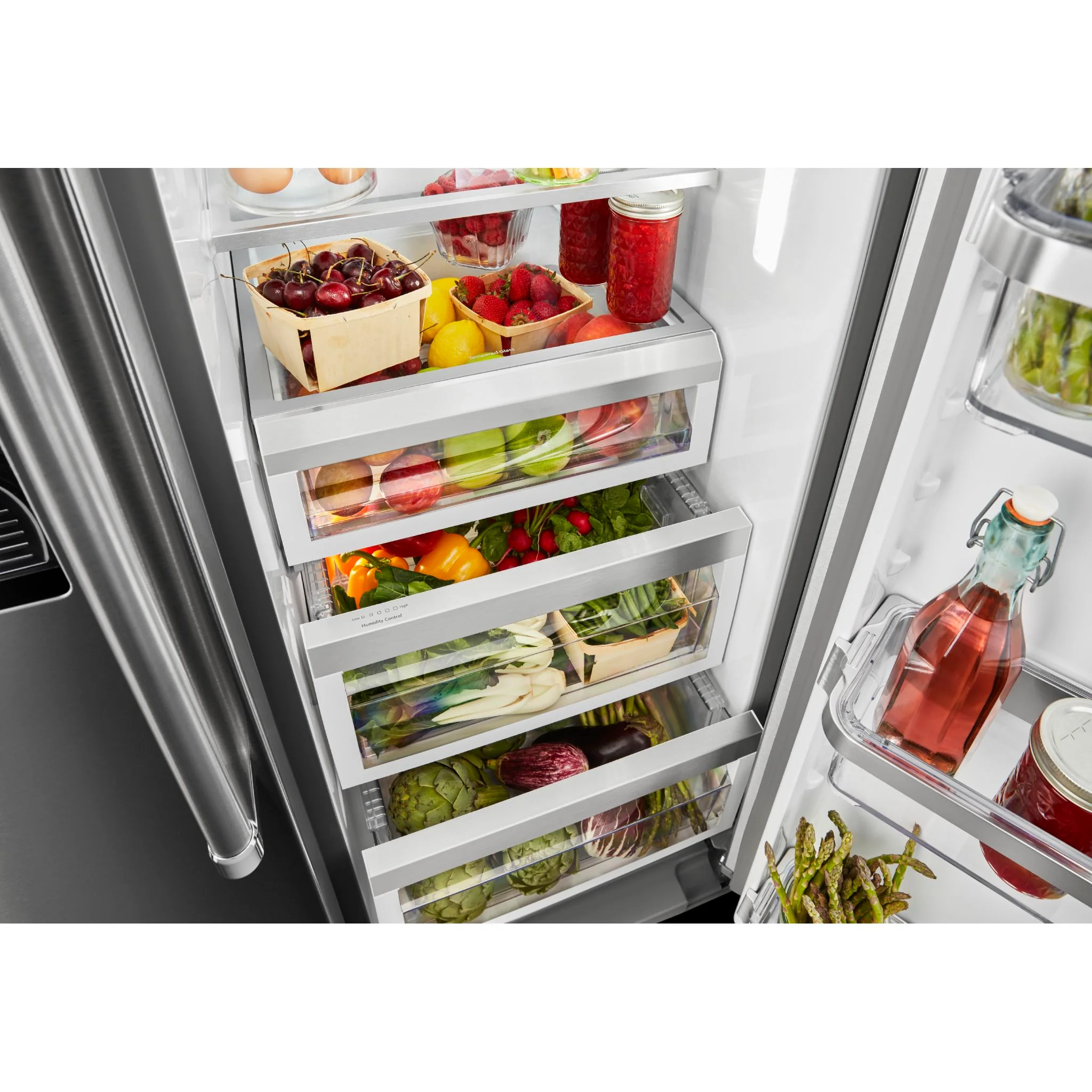 KitchenAid  24.8 cu.. ft. Side-by-Side Refrigerator with Exterior Ice and Water and PrintShield finish - Stainless Steel (KRSF705HPS) - Image 16