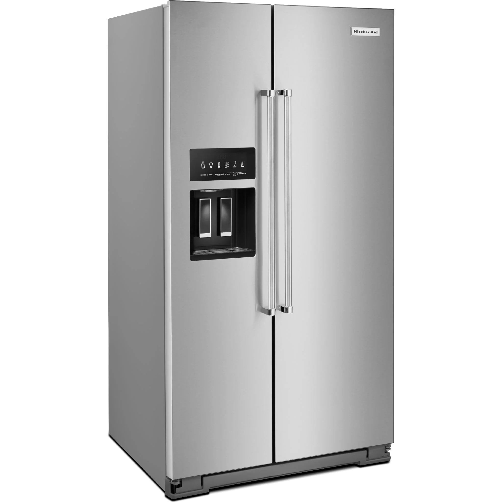 KitchenAid  24.8 cu.. ft. Side-by-Side Refrigerator with Exterior Ice and Water and PrintShield finish - Stainless Steel (KRSF705HPS) - Image 3