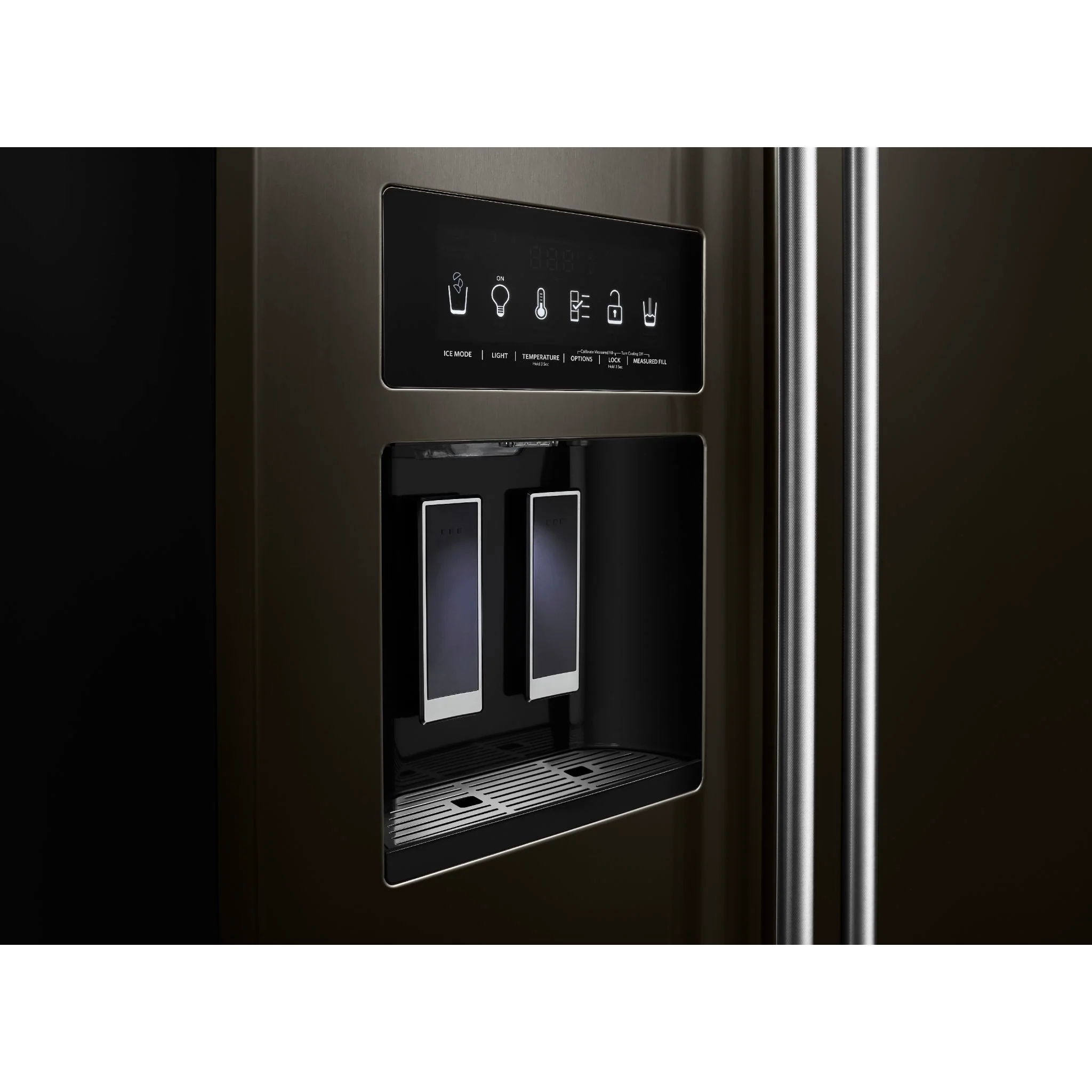 KitchenAid  24.8 cu.. ft. Side-by-Side Refrigerator with Exterior Ice and Water and PrintShield Finish - Black Stainless (KRSF705HBS) - Image 11