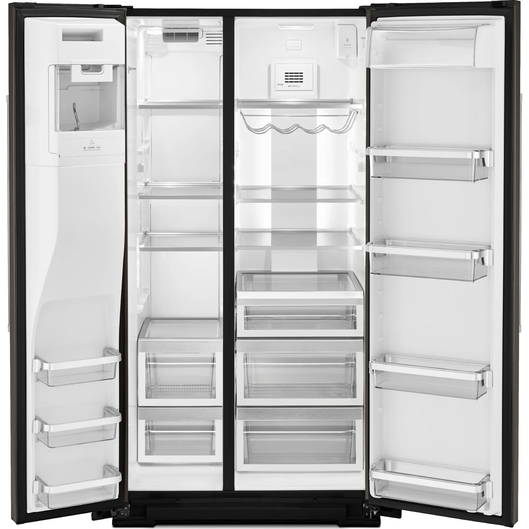 KitchenAid  24.8 cu.. ft. Side-by-Side Refrigerator with Exterior Ice and Water and PrintShield Finish - Black Stainless (KRSF705HBS) - Image 12
