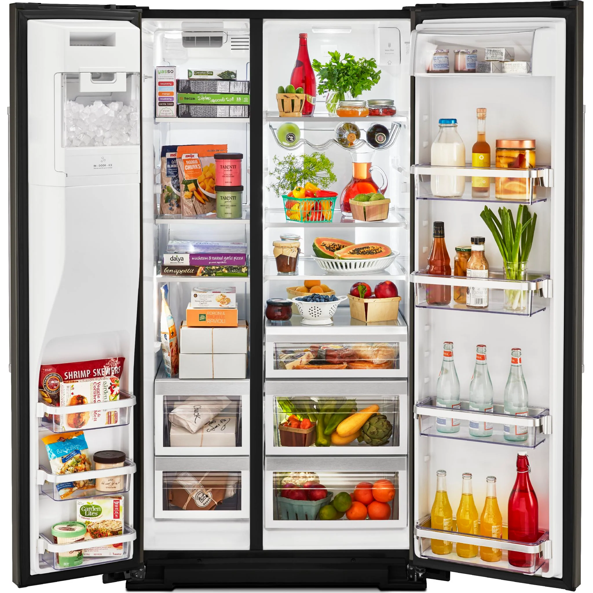 KitchenAid  24.8 cu.. ft. Side-by-Side Refrigerator with Exterior Ice and Water and PrintShield Finish - Black Stainless (KRSF705HBS) - Image 13