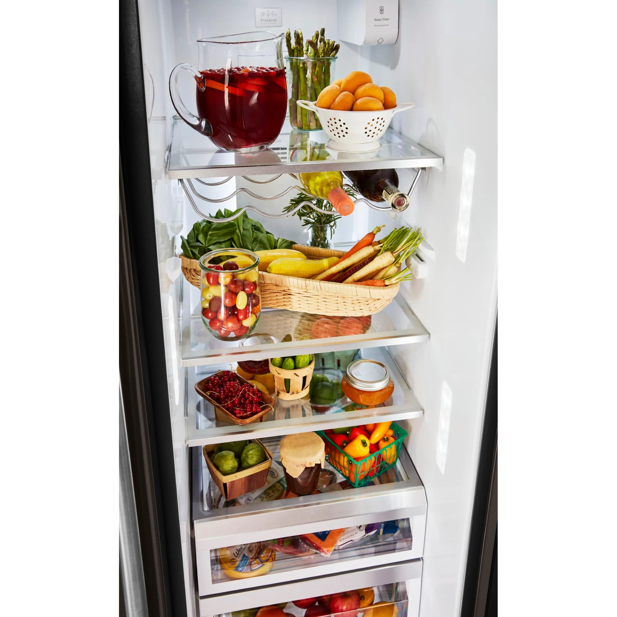 KitchenAid  24.8 cu.. ft. Side-by-Side Refrigerator with Exterior Ice and Water and PrintShield Finish - Black Stainless (KRSF705HBS) - Image 17
