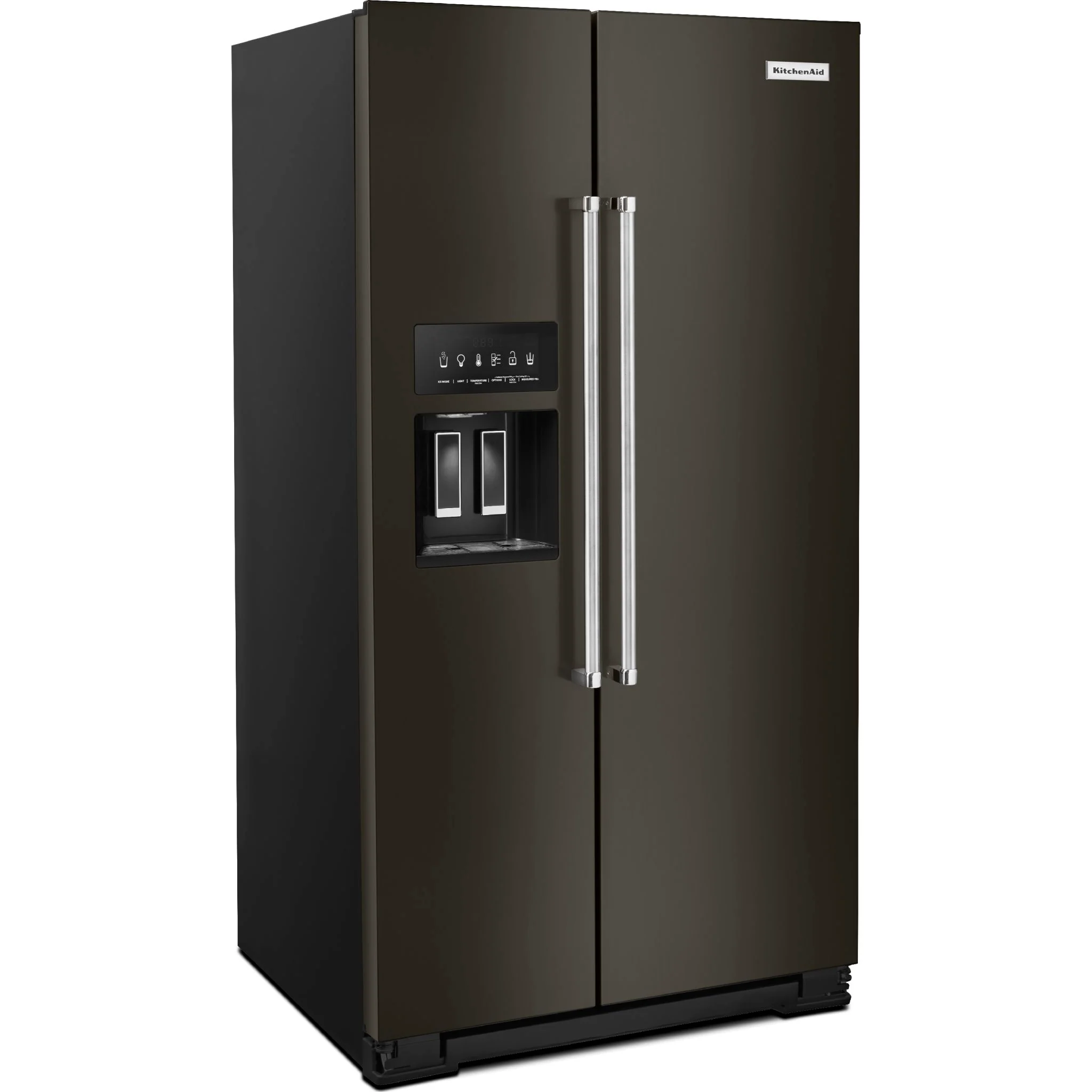 KitchenAid  24.8 cu.. ft. Side-by-Side Refrigerator with Exterior Ice and Water and PrintShield Finish - Black Stainless (KRSF705HBS) - Image 3