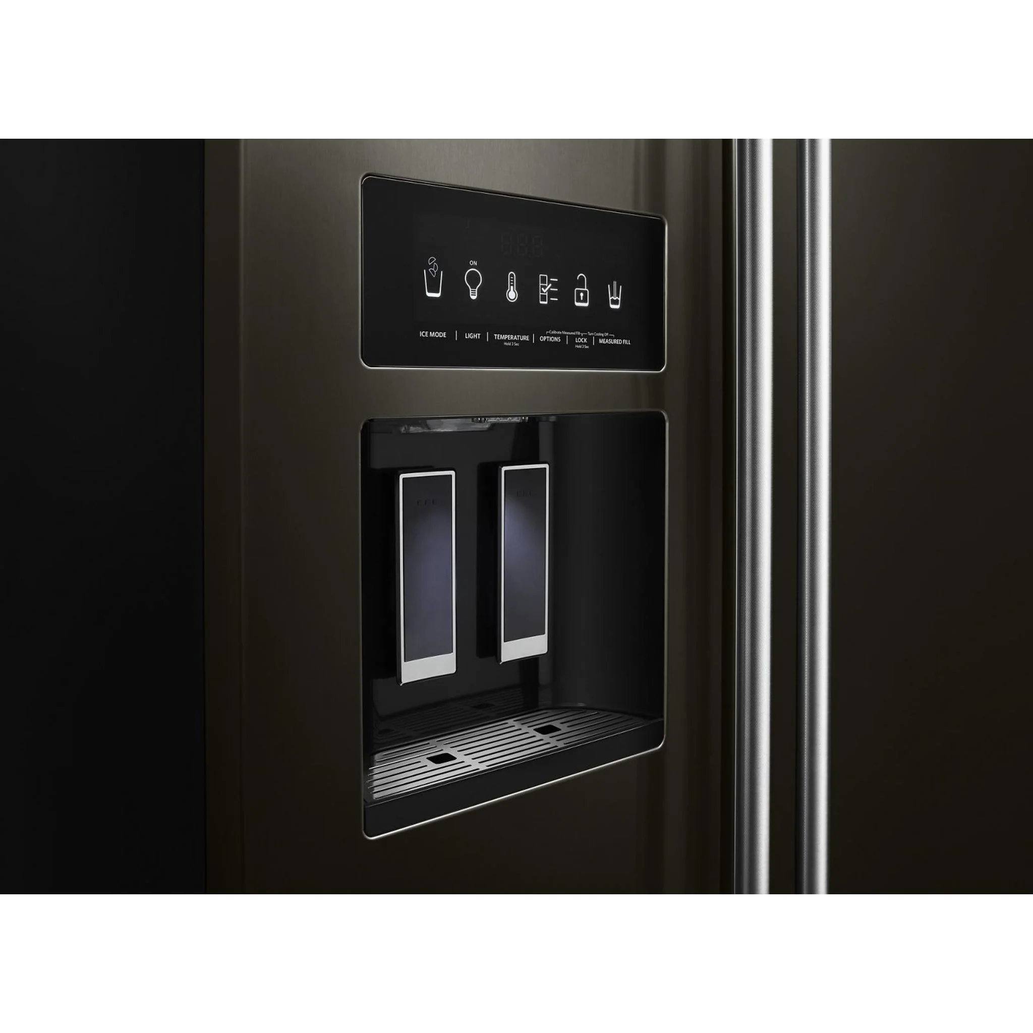 KitchenAid  24.8 cu.. ft. Side-by-Side Refrigerator with Exterior Ice and Water and PrintShield Finish - Black Stainless (KRSF705HBS) - Image 32