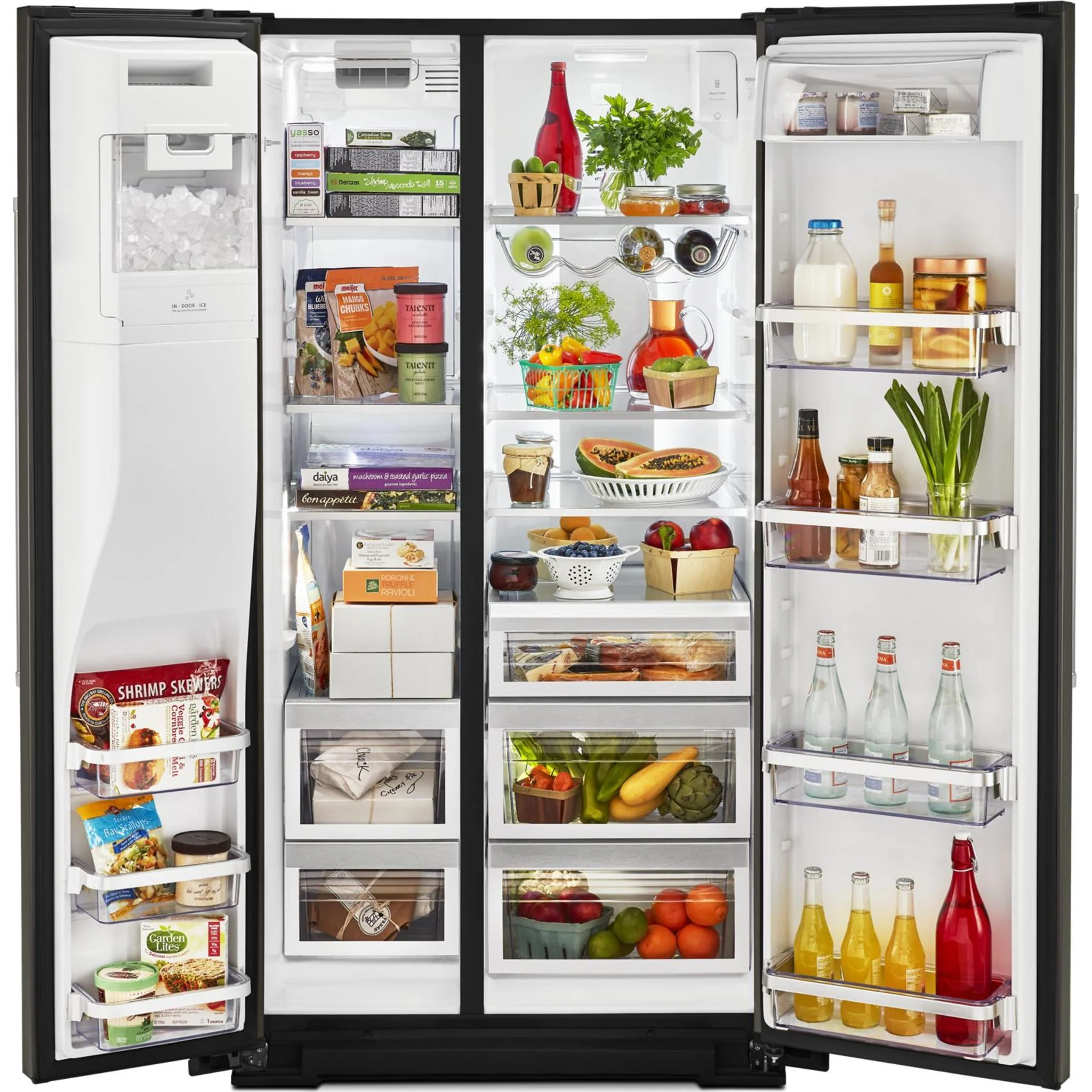 KitchenAid  24.8 cu.. ft. Side-by-Side Refrigerator with Exterior Ice and Water and PrintShield Finish - Black Stainless (KRSF705HBS) - Image 36