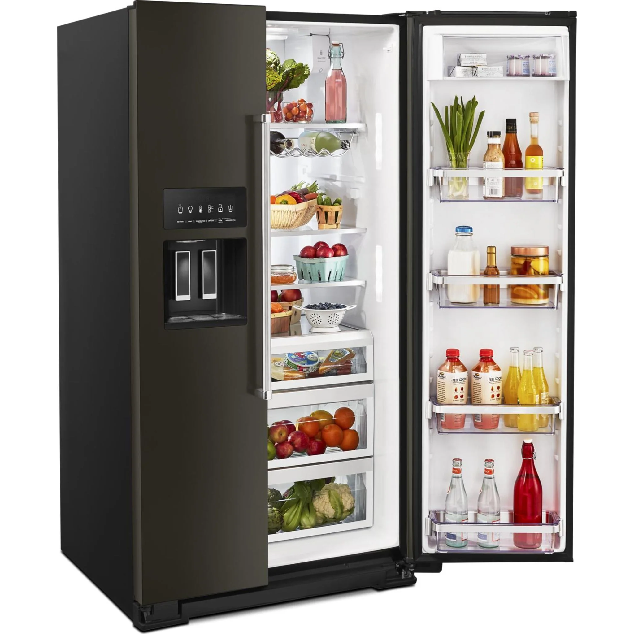 KitchenAid  24.8 cu.. ft. Side-by-Side Refrigerator with Exterior Ice and Water and PrintShield Finish - Black Stainless (KRSF705HBS) - Image 40