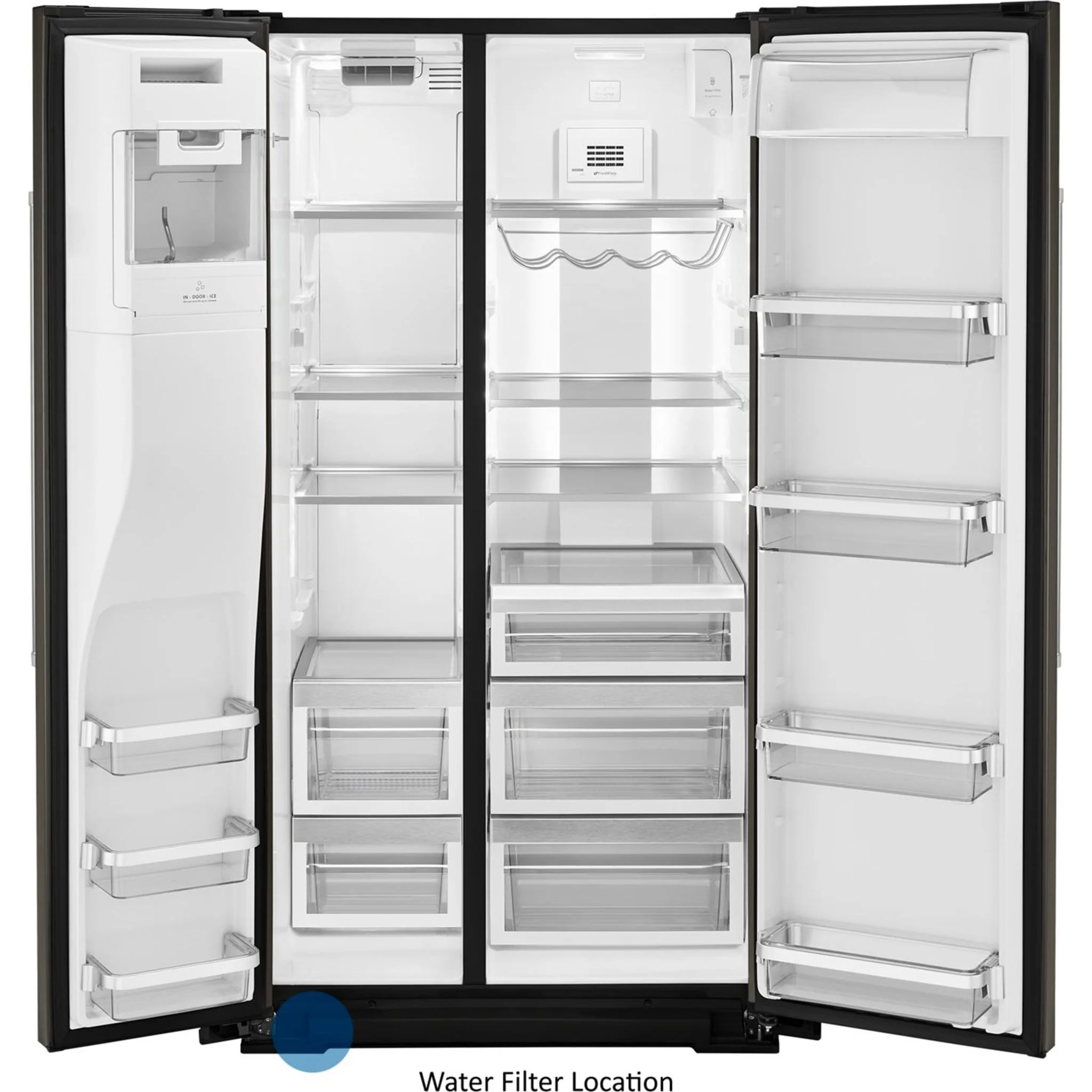 KitchenAid  24.8 cu.. ft. Side-by-Side Refrigerator with Exterior Ice and Water and PrintShield Finish - Black Stainless (KRSF705HBS) - Image 46