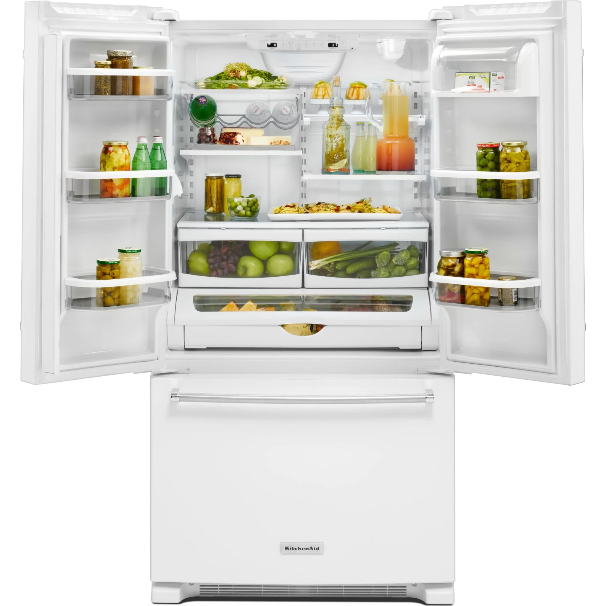 KitchenAid  25 cu. ft. 36-Width Standard Depth French Door Refrigerator with Interior Dispense (KRFF305EWH) - Image 3