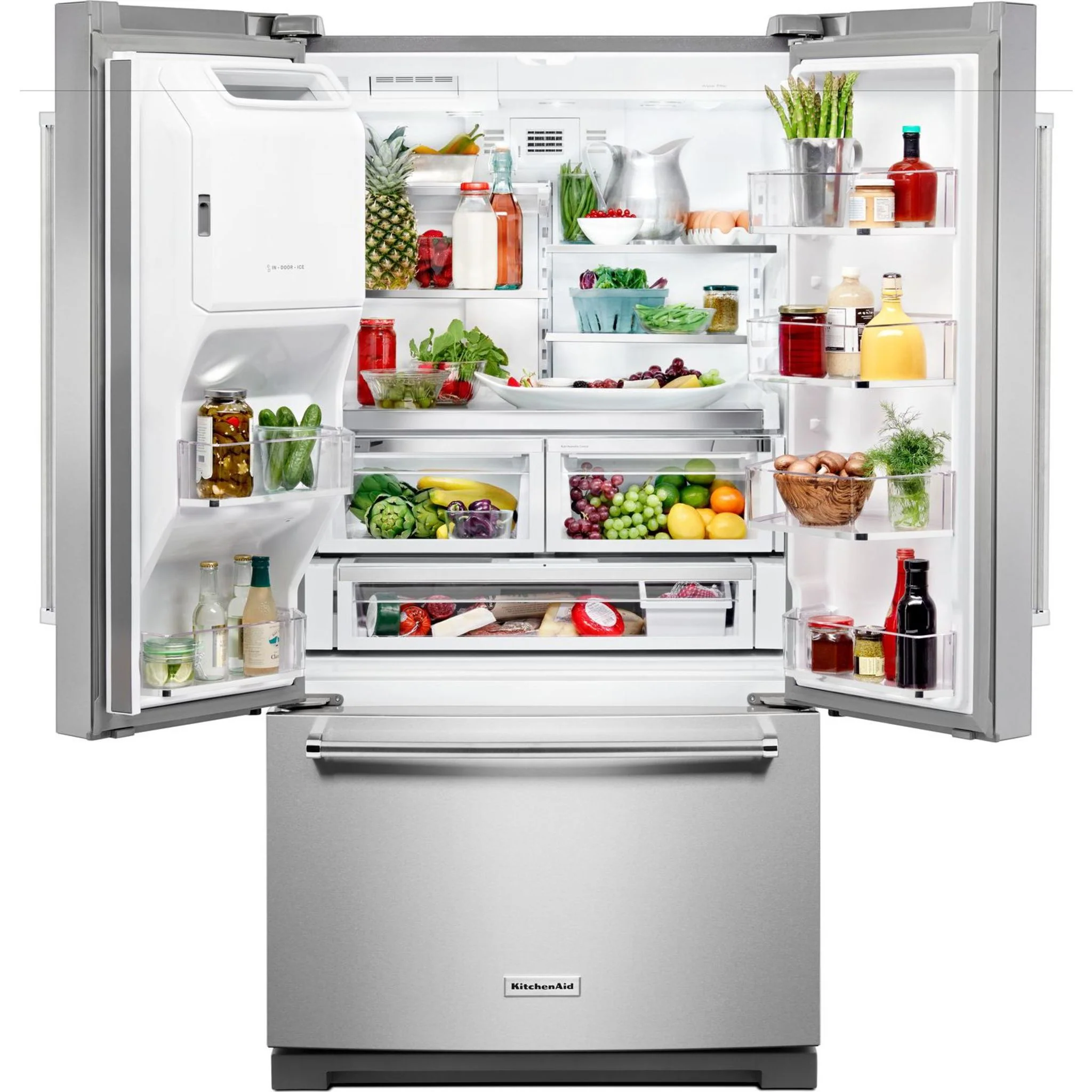 KitchenAid  26.8 cu. ft. 36" Width Standard Depth French Door Refrigerator with Exterior Ice and Water (KRFF507HPS) - Image 21