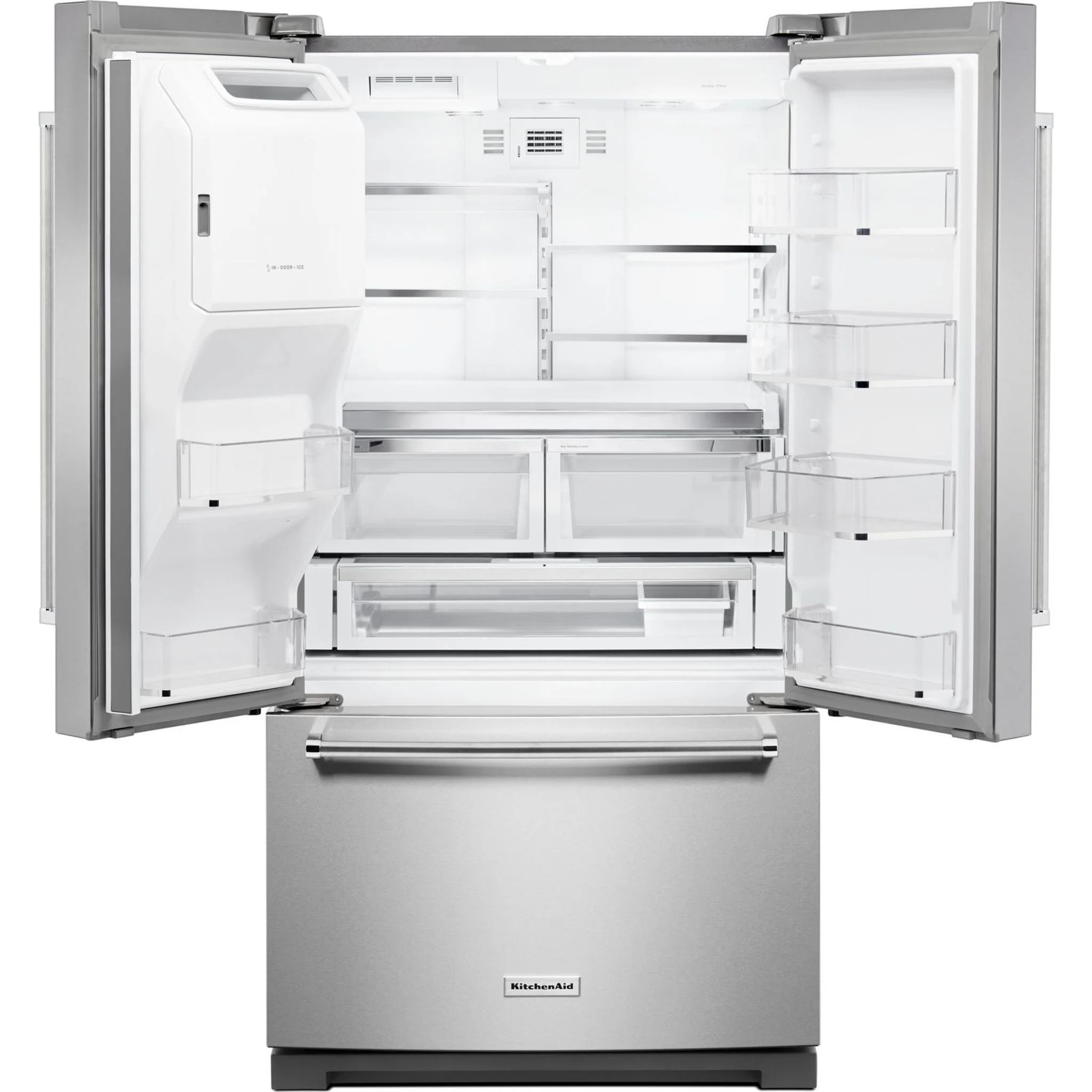 KitchenAid  26.8 cu. ft. 36" Width Standard Depth French Door Refrigerator with Exterior Ice and Water (KRFF507HPS) - Image 28