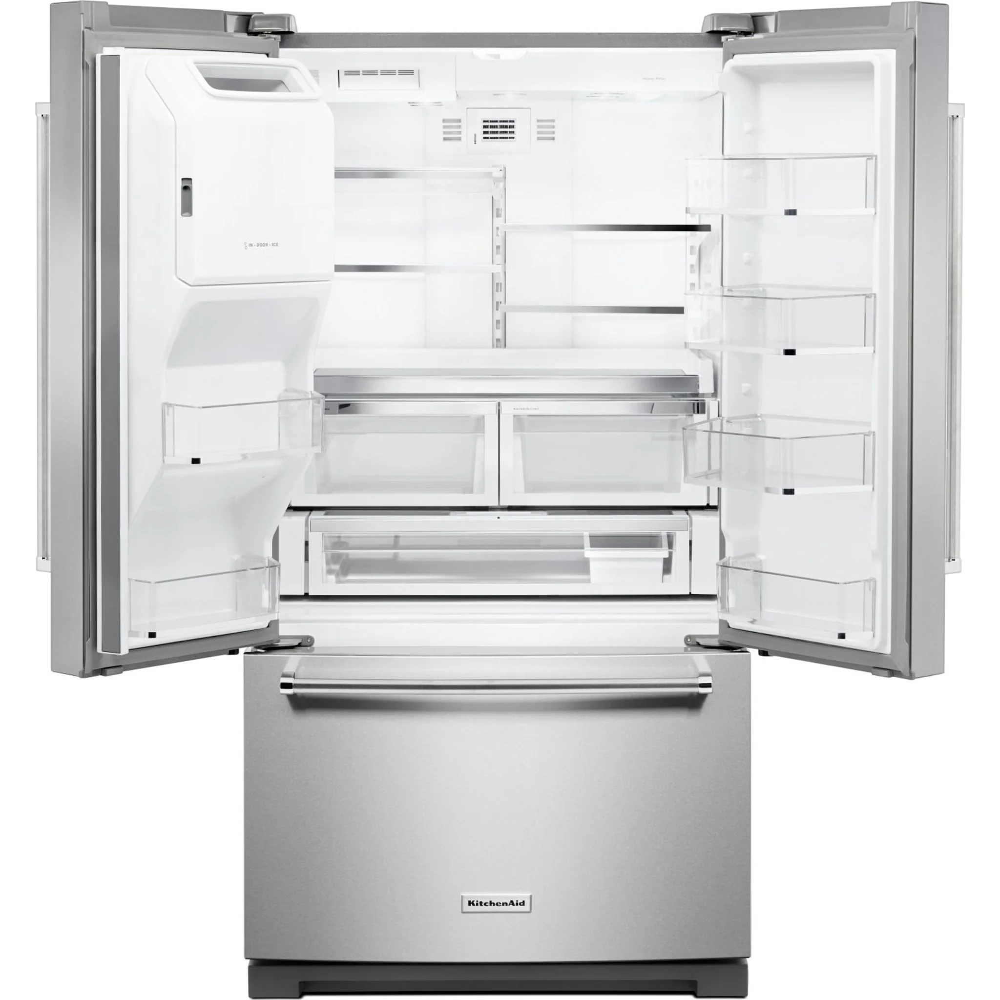 KitchenAid  26.8 cu. ft. 36" Width Standard Depth French Door Refrigerator with Exterior Ice and Water (KRFF507HPS) - Image 3