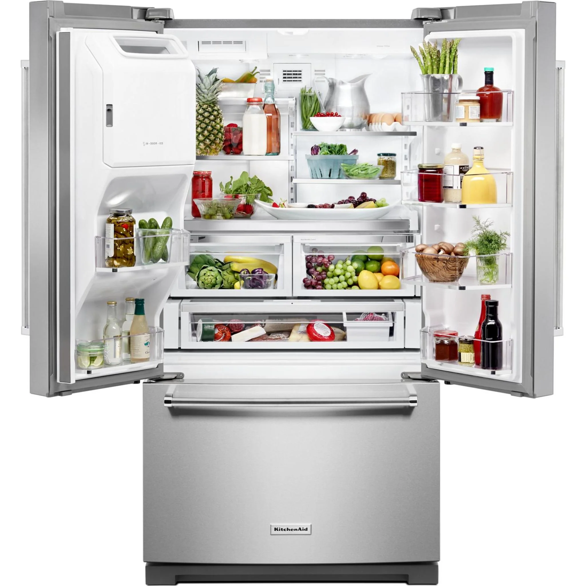 KitchenAid  26.8 cu. ft. 36" Width Standard Depth French Door Refrigerator with Exterior Ice and Water (KRFF507HPS) - Image 31