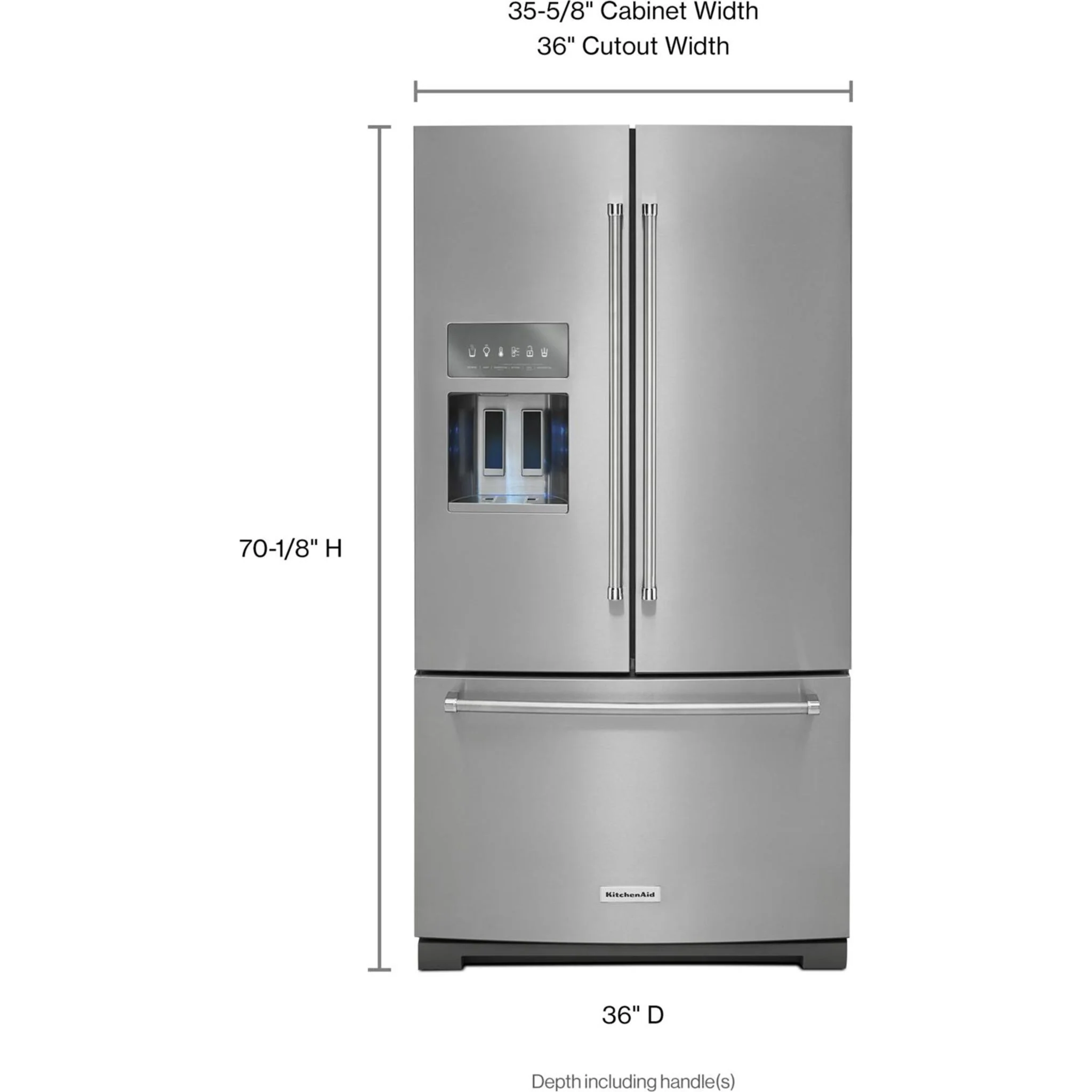 KitchenAid  26.8 cu. ft. 36" Width Standard Depth French Door Refrigerator with Exterior Ice and Water (KRFF507HPS) - Image 44