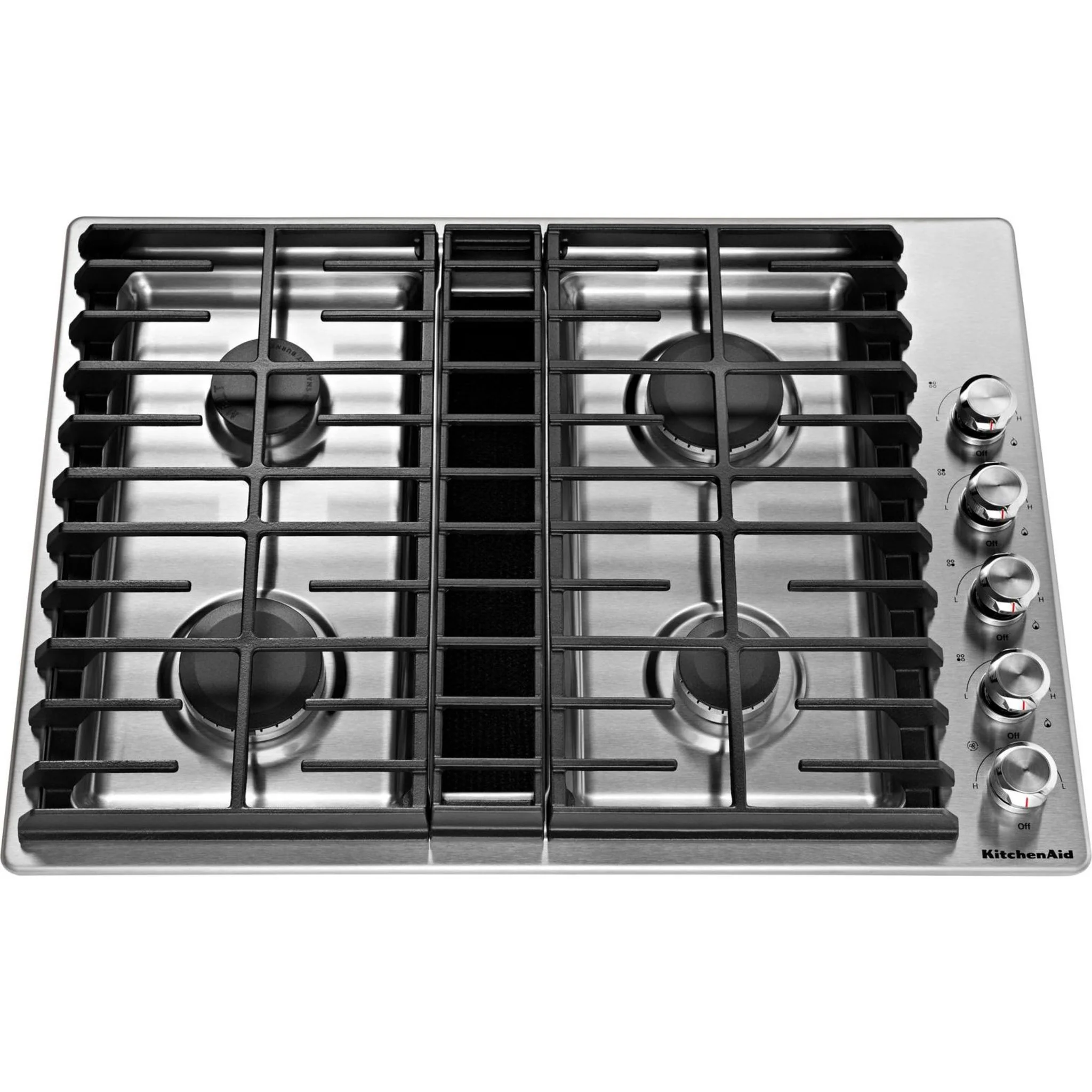 KitchenAid 30" 4 Burner Gas Downdraft Cooktop -Stainless Steel (KCGD500GSS) - Image 9