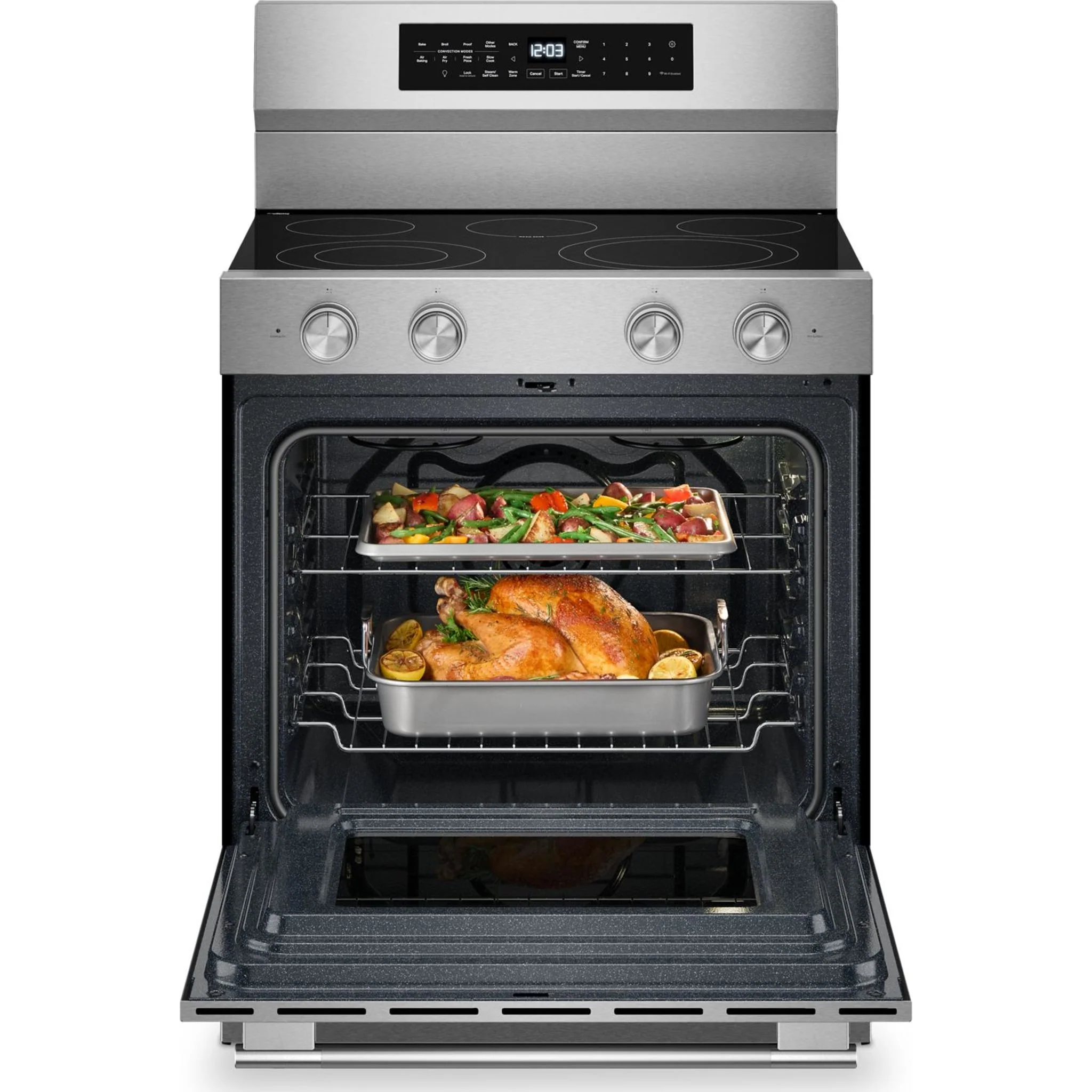 KitchenAid 5.3 Cu. Ft. Freestanding Electric Range with Convection Cooking Modes -Fingerprint Resistant Stainless Steel (YKFES530SPS) - Image 2