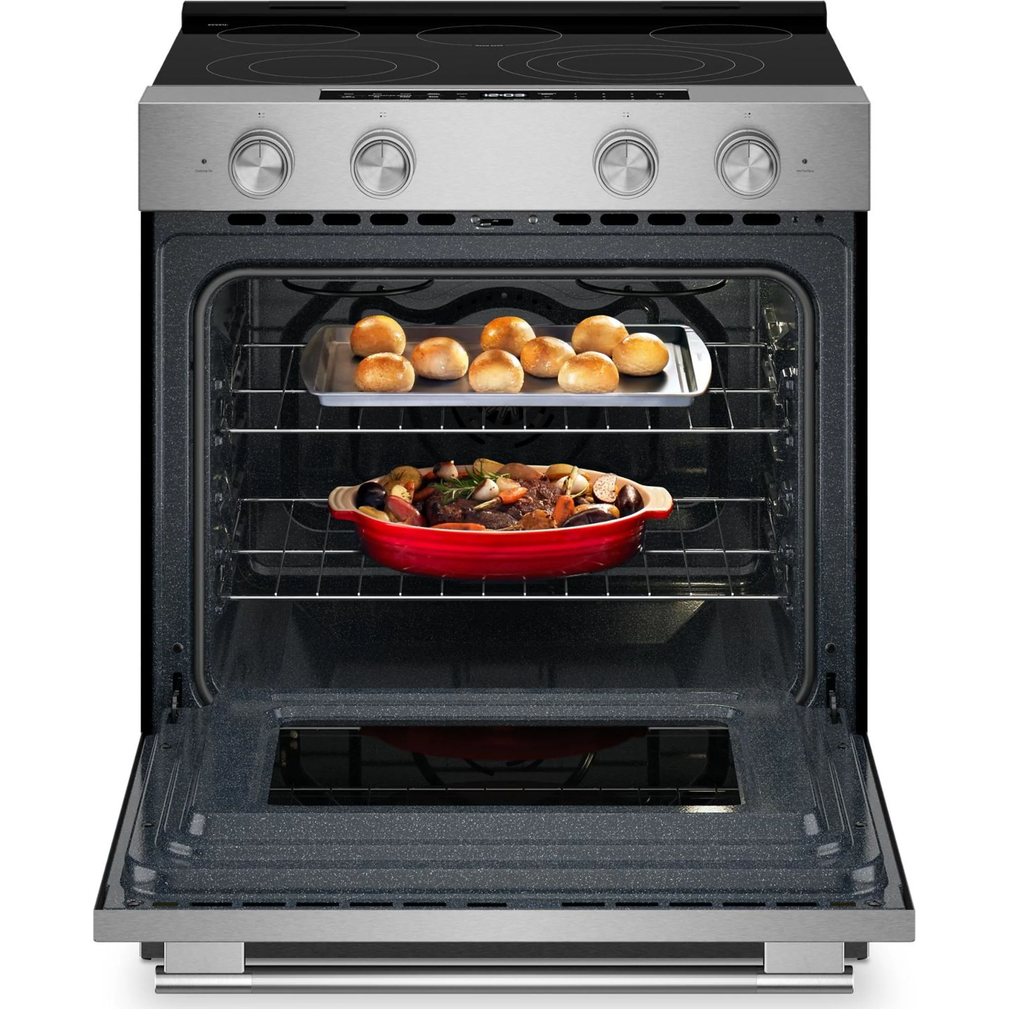 KitchenAid 5.3 Cu. Ft. Smart Slide-in Electric Range with Convection Cooking Modes -PrintShield™ Stainless Finish (YKSES330SPS) - Image 2