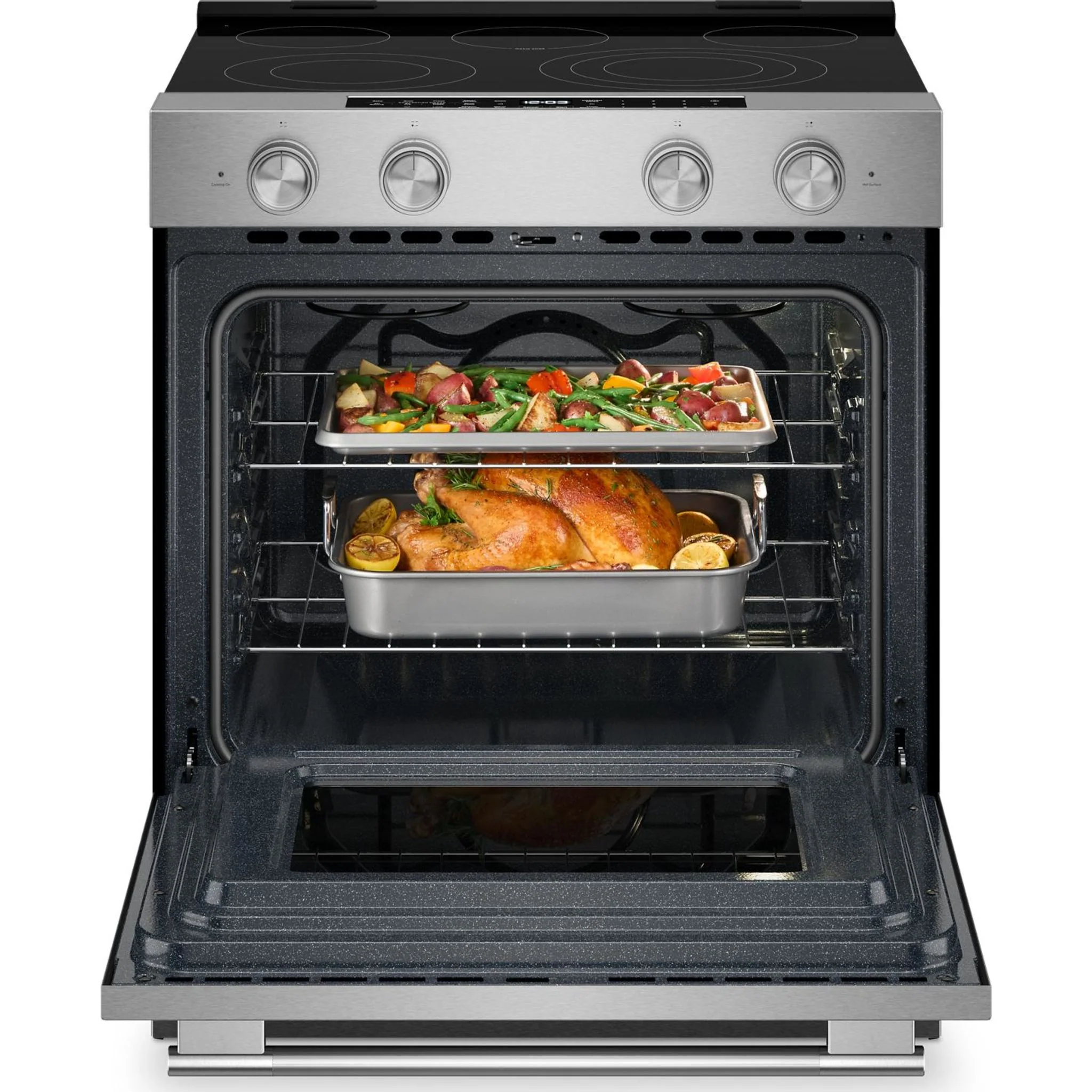 KitchenAid 5.3 Cu. Ft. Smart Slide-in Electric Range with Convection Cooking Modes and Steam Bake Mode -PrintShield™ Stainless Finish (YKSES430SPS) - Image 2