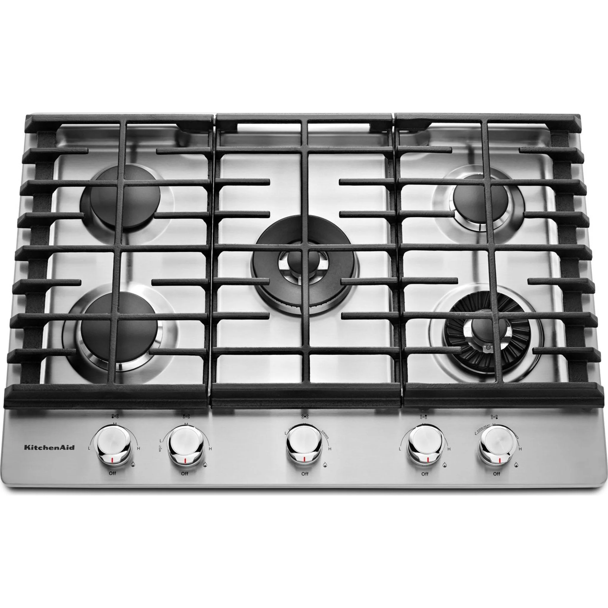 KitchenAid 30" 5-Burner Gas Cooktop with Griddle -Stainless Steel (KCGS950ESS) - Image 4