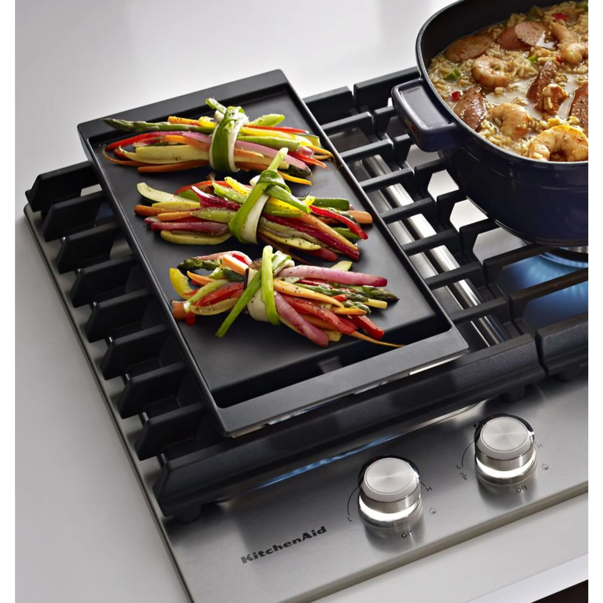KitchenAid 30" 5-Burner Gas Cooktop with Griddle -Stainless Steel (KCGS950ESS) - Image 7
