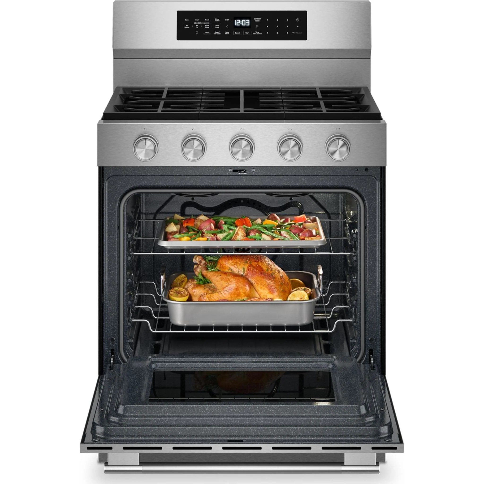 KitchenAid 5.0 Cu. Ft. Smart Freestanding Gas Range with Convection Cooking Modes -Fingerprint Resistant Stainless Steel (KFGS530SPS) - Image 15