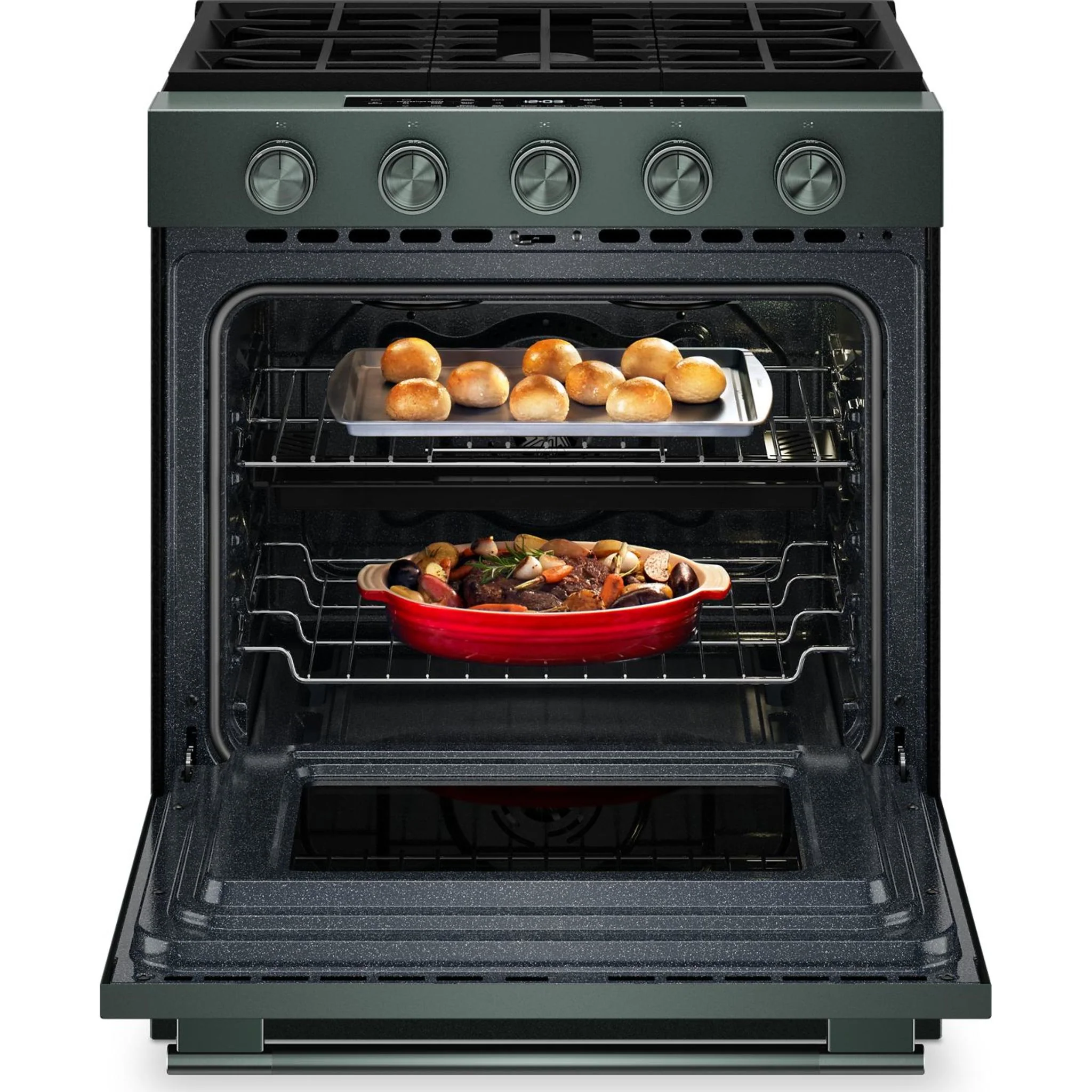KitchenAid 5.0 Cu. Ft. Smart Slide-in Gas Range with Convection Cooking Modes and 2-in-1 Burner -Juniper (KSGS530SJP) - Image 6
