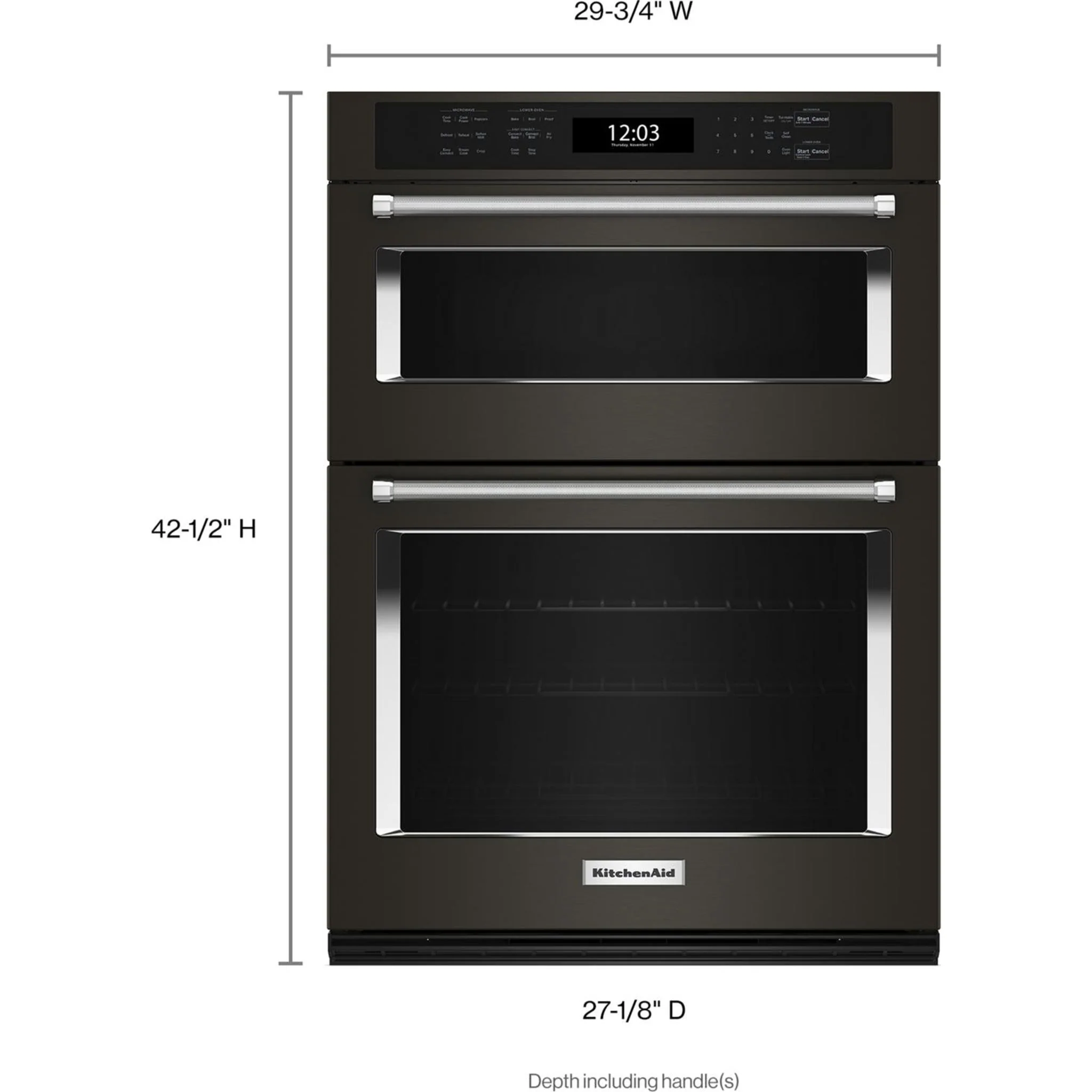 KitchenAid  30" Combination Microwave Wall Oven with Air Fry Mode - Black Stainless Steel (KOEC530PBS) - Image 5