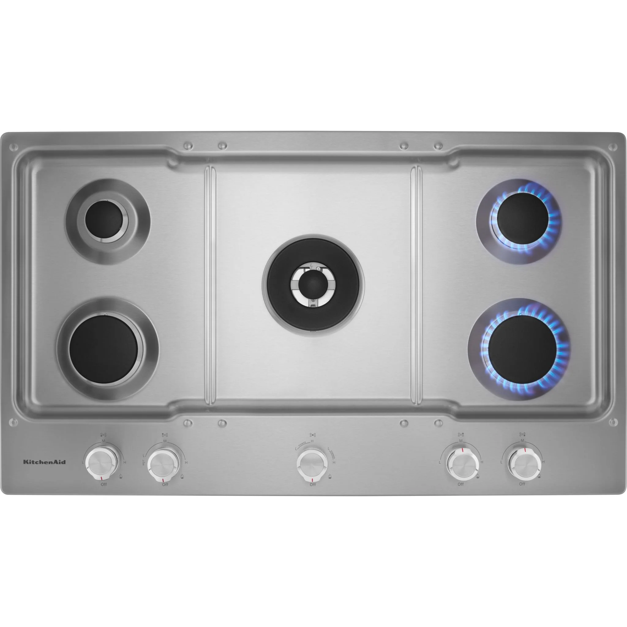 KitchenAid 36" 5-Burner Gas Cooktop -Stainless Steel (KCGS556ESS) - Image 3