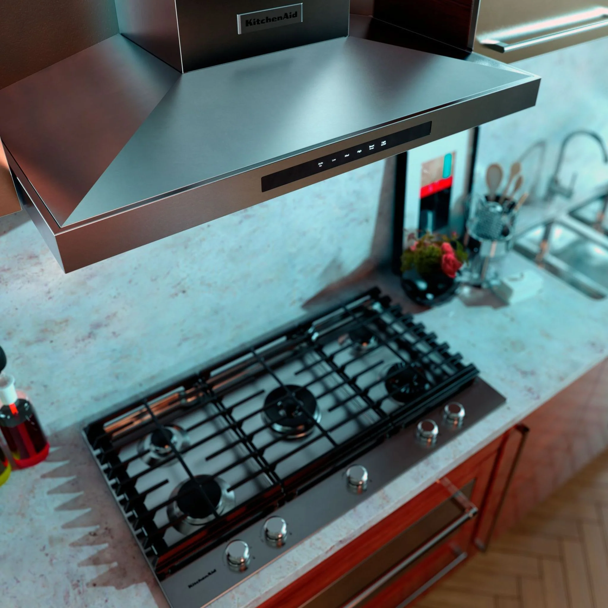 KitchenAid 36" 5-Burner Gas Cooktop with Griddle -Stainless Steel (KCGS956ESS) - Image 15