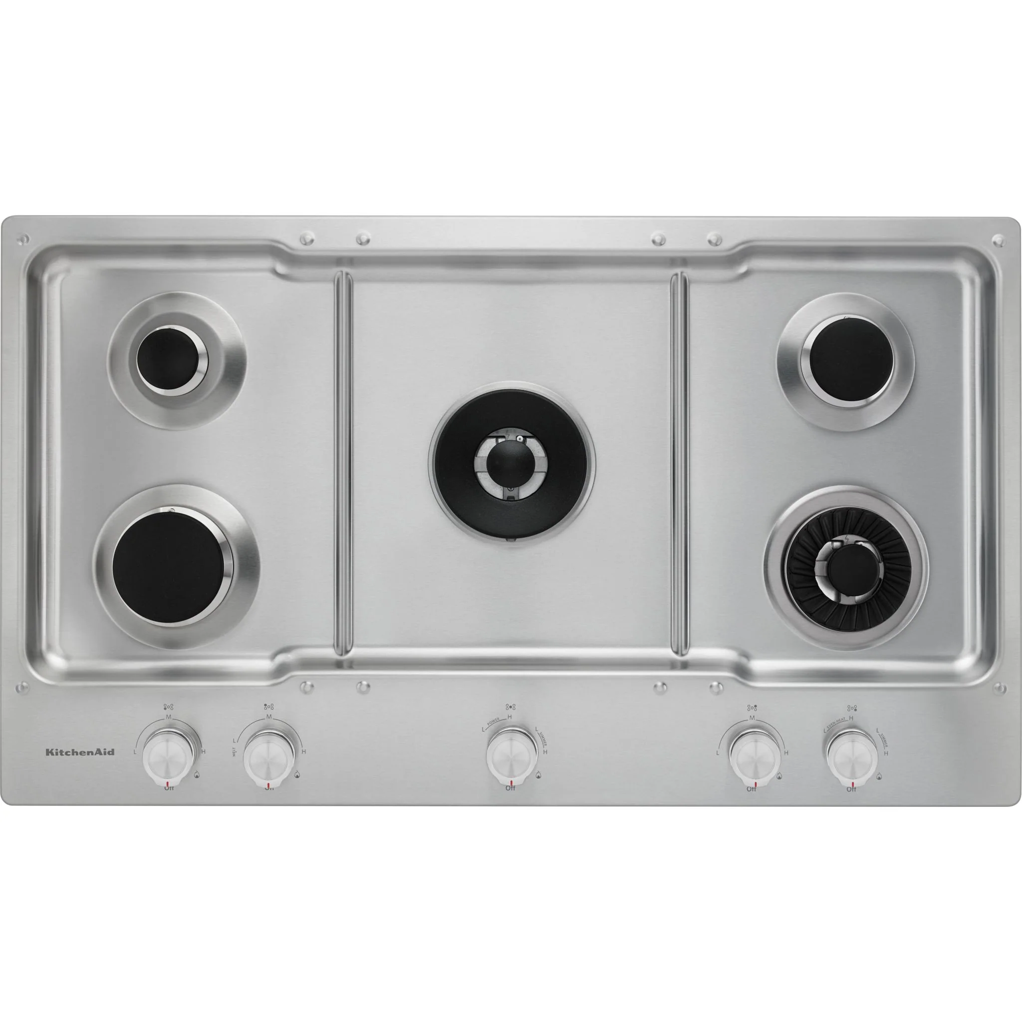 KitchenAid 36" 5-Burner Gas Cooktop with Griddle -Stainless Steel (KCGS956ESS) - Image 2