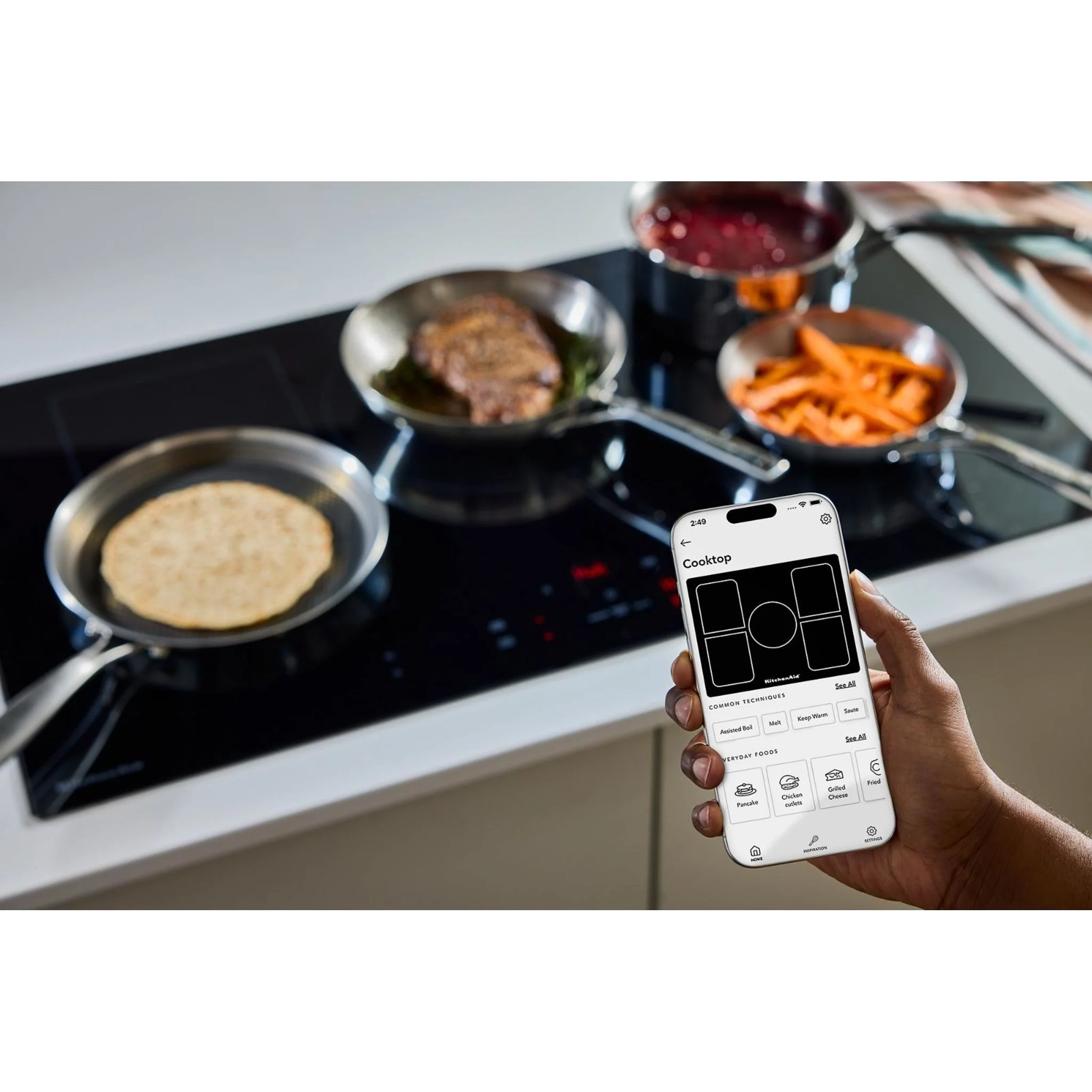 KitchenAid 36" Temp CookInduction Cooktop with 5 Cooking Zones -Blk Glass Touch Ctrl w SS side (KCIT736SSS) - Image 14