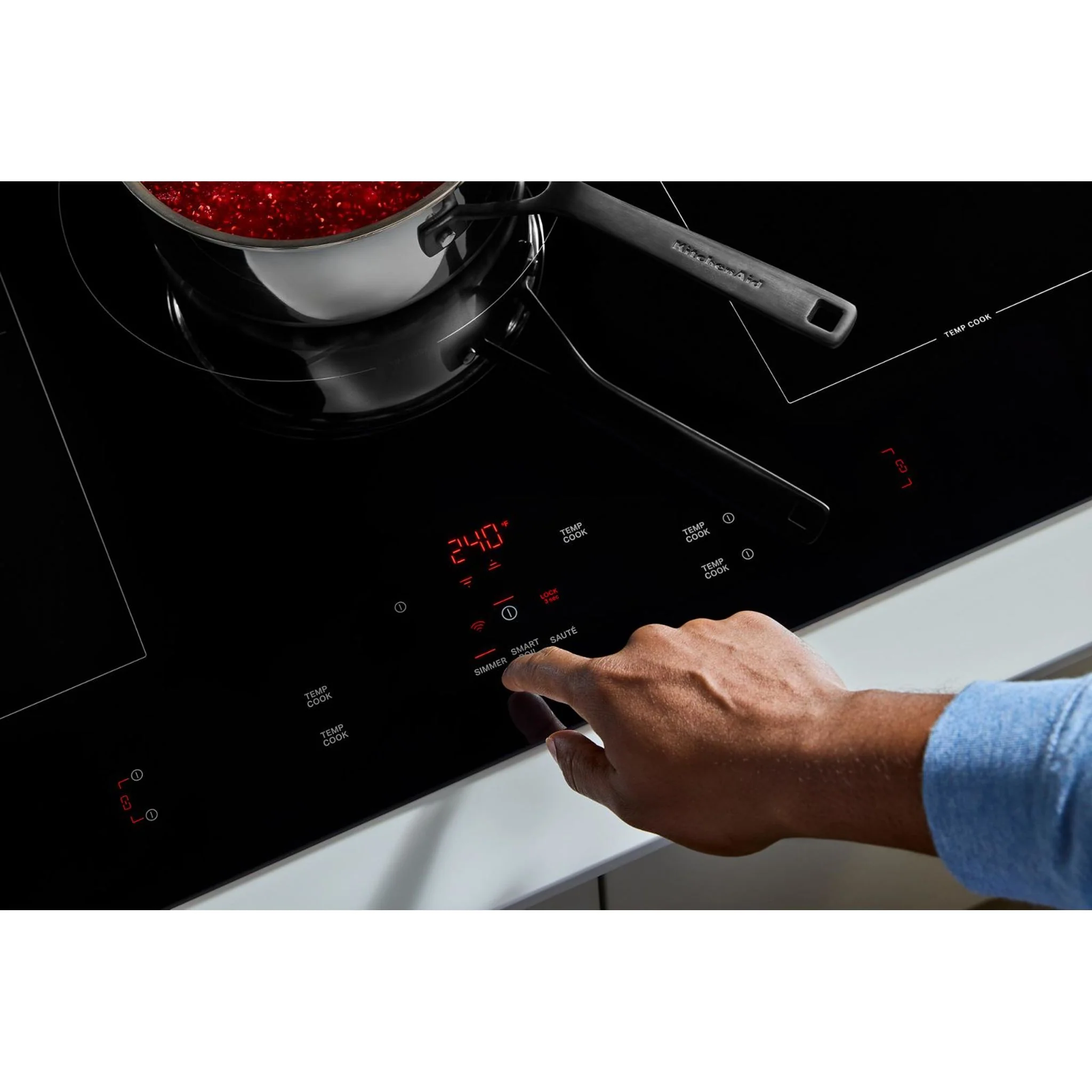 KitchenAid 36" Temp CookInduction Cooktop with 5 Cooking Zones -Blk Glass Touch Ctrl w SS side (KCIT736SSS) - Image 5