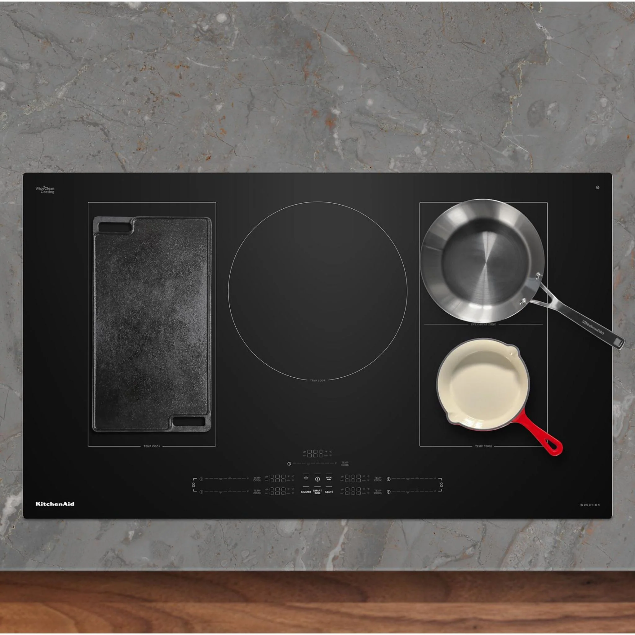 KitchenAid 36" Temp CookInduction Cooktop with 5 Cooking Zones -Blk Glass Touch Ctrl w SS side (KCIT736SSS) - Image 6
