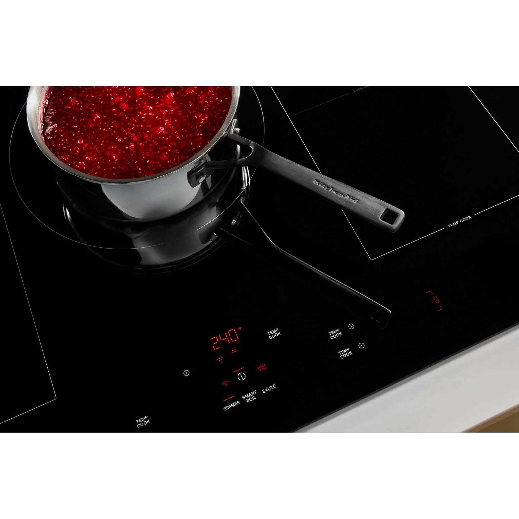 KitchenAid 36" Temp CookInduction Cooktop with 5 Cooking Zones -Blk Glass Touch Ctrl w SS side (KCIT736SSS) - Image 9