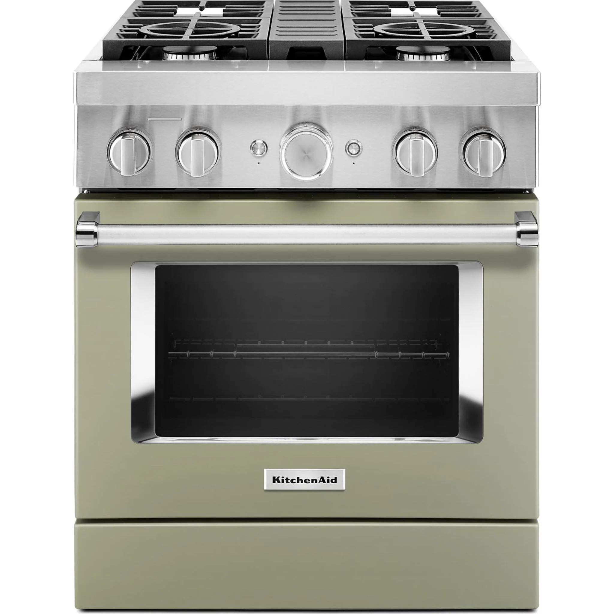 KitchenAid  30'' Smart Commercial-Style Dual Fuel Range with 4 Burners - Avocado Cream (KFDC500JAV) - Image 2