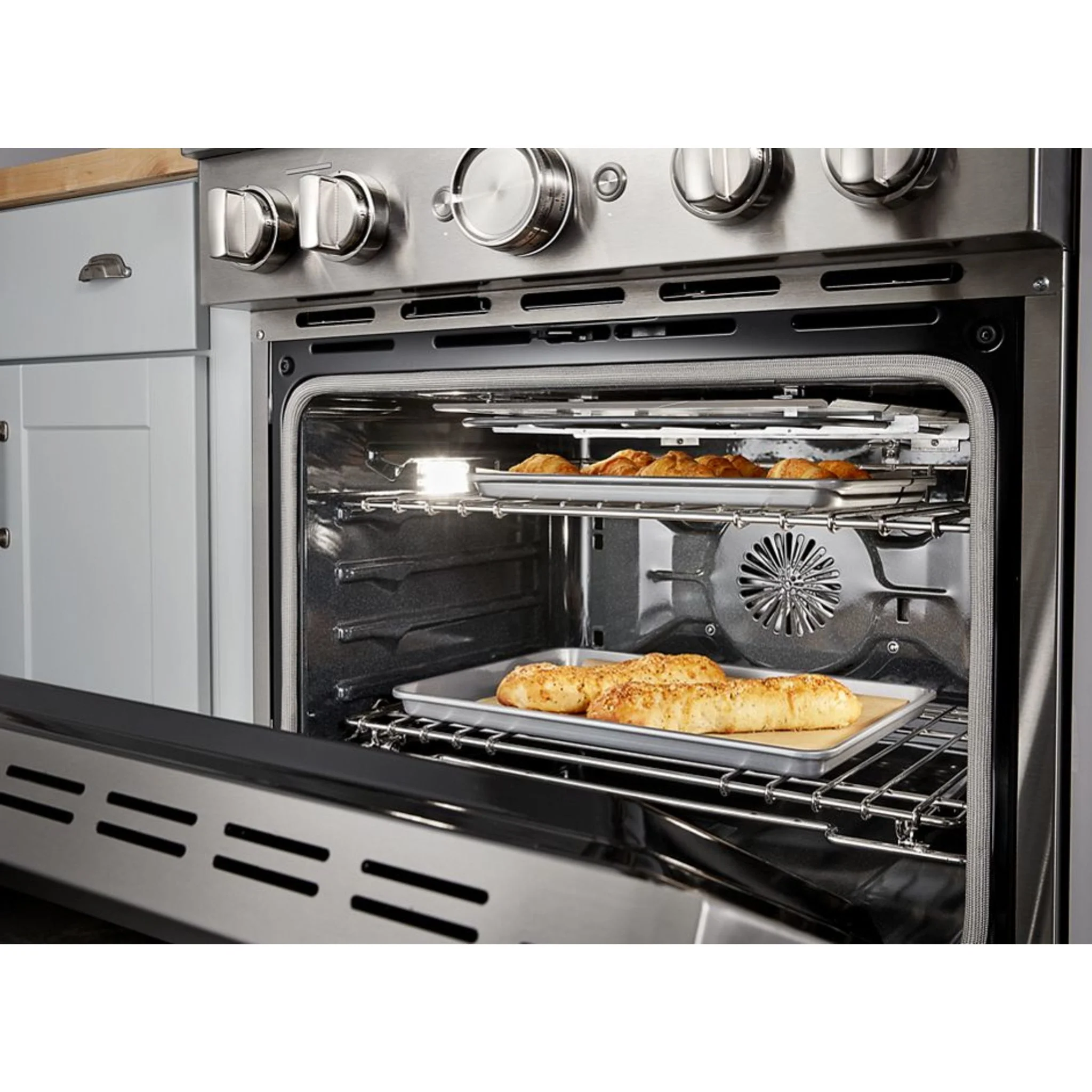 KitchenAid  30'' Smart Commercial-Style Dual Fuel Range with 4 Burners - Avocado Cream (KFDC500JAV) - Image 3