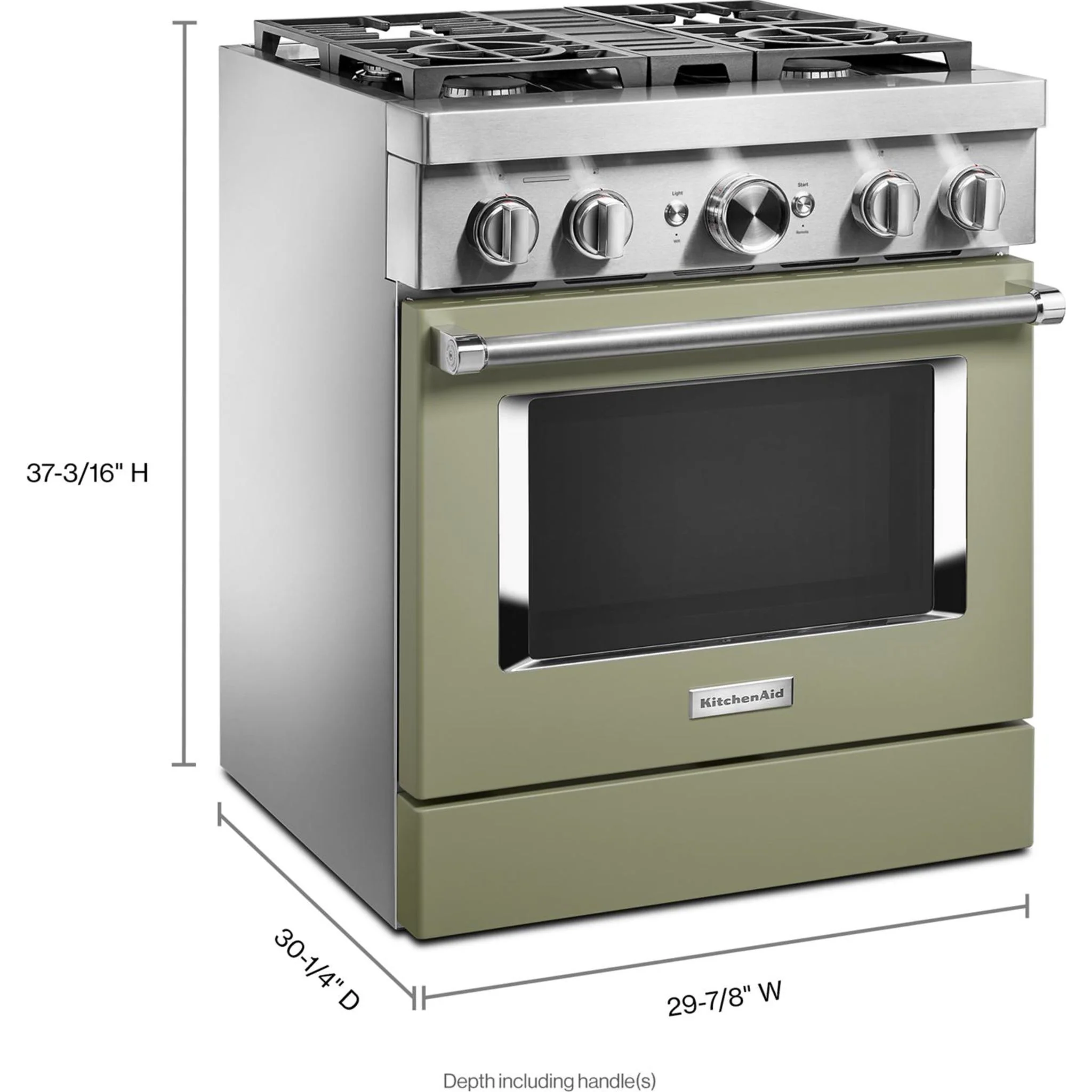 KitchenAid  30'' Smart Commercial-Style Dual Fuel Range with 4 Burners - Avocado Cream (KFDC500JAV) - Image 56