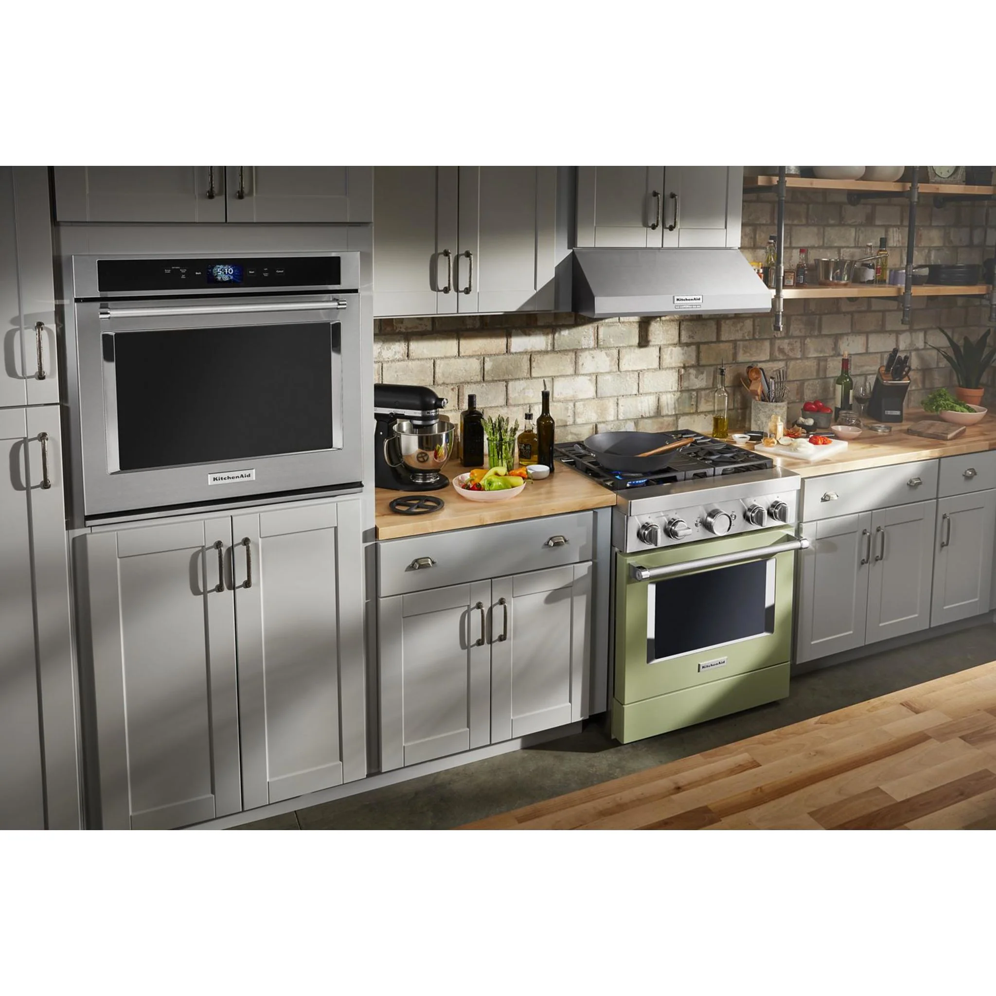 KitchenAid  30'' Smart Commercial-Style Dual Fuel Range with 4 Burners - Avocado Cream (KFDC500JAV) - Image 57