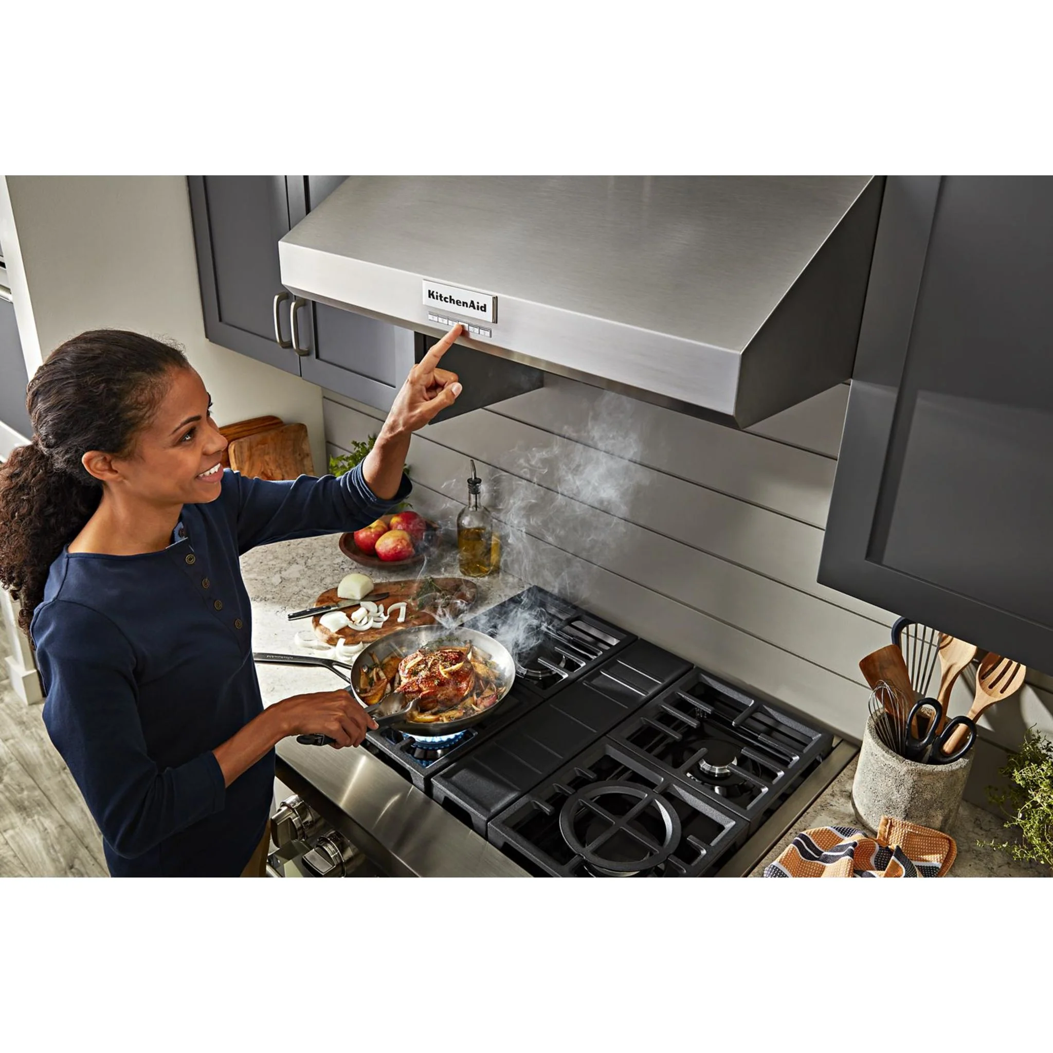KitchenAid  30'' Smart Commercial-Style Dual Fuel Range with 4 Burners - Avocado Cream (KFDC500JAV) - Image 58