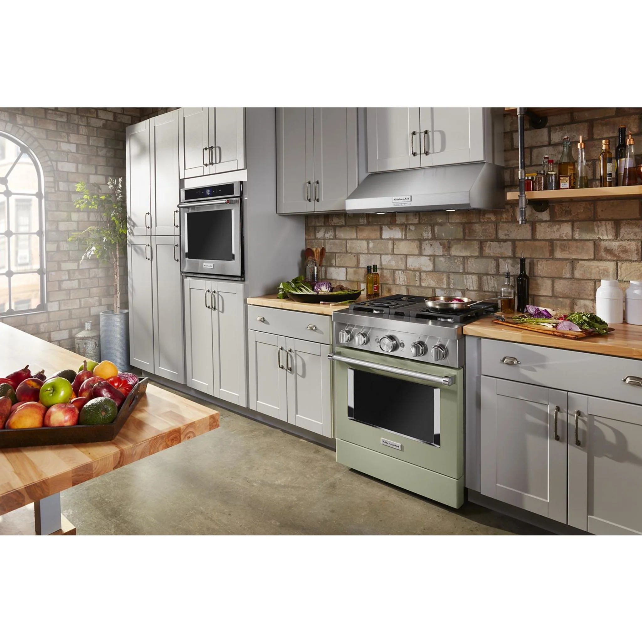 KitchenAid  30'' Smart Commercial-Style Dual Fuel Range with 4 Burners - Avocado Cream (KFDC500JAV) - Image 59