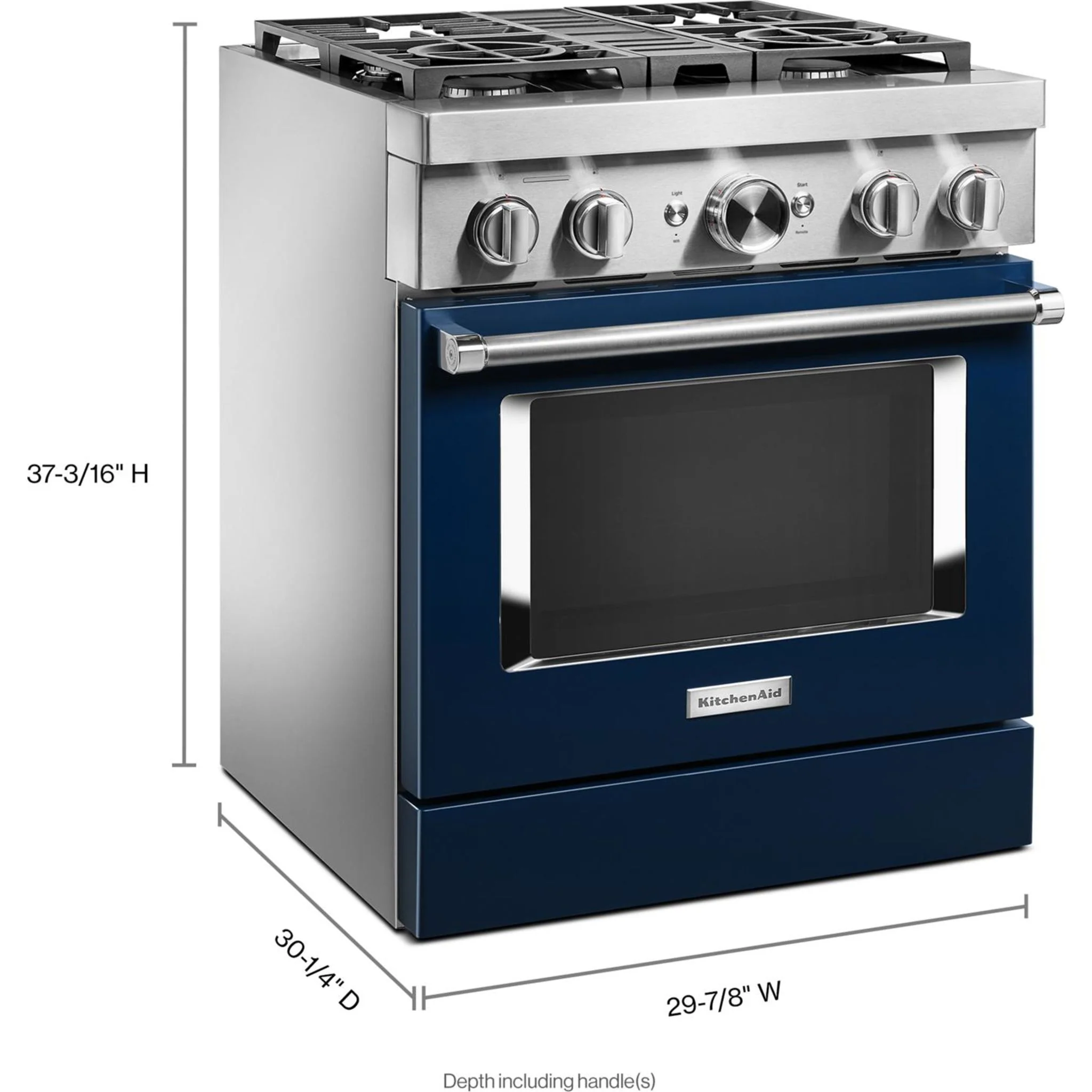 KitchenAid  30'' Smart Commercial-Style Dual Fuel Range with 4 Burners - Ink Blue (KFDC500JIB) - Image 51