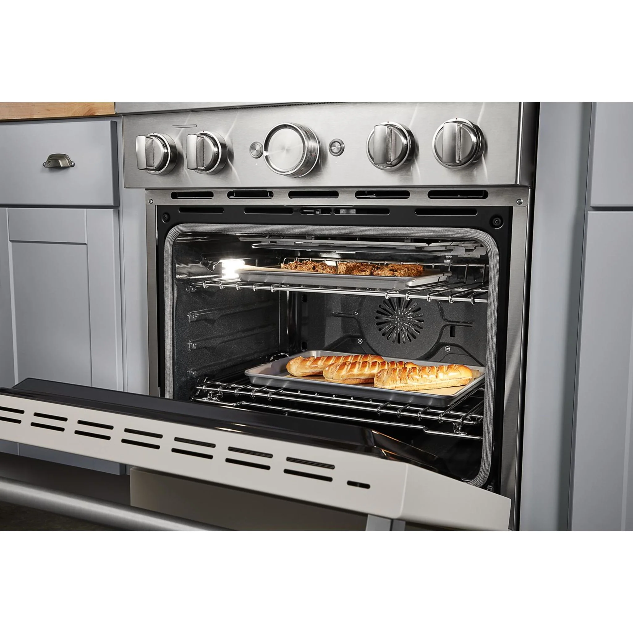 KitchenAid  30'' Smart Commercial-Style Dual Fuel Range with 4 Burners - Milkshake (KFDC500JMH) - Image 42