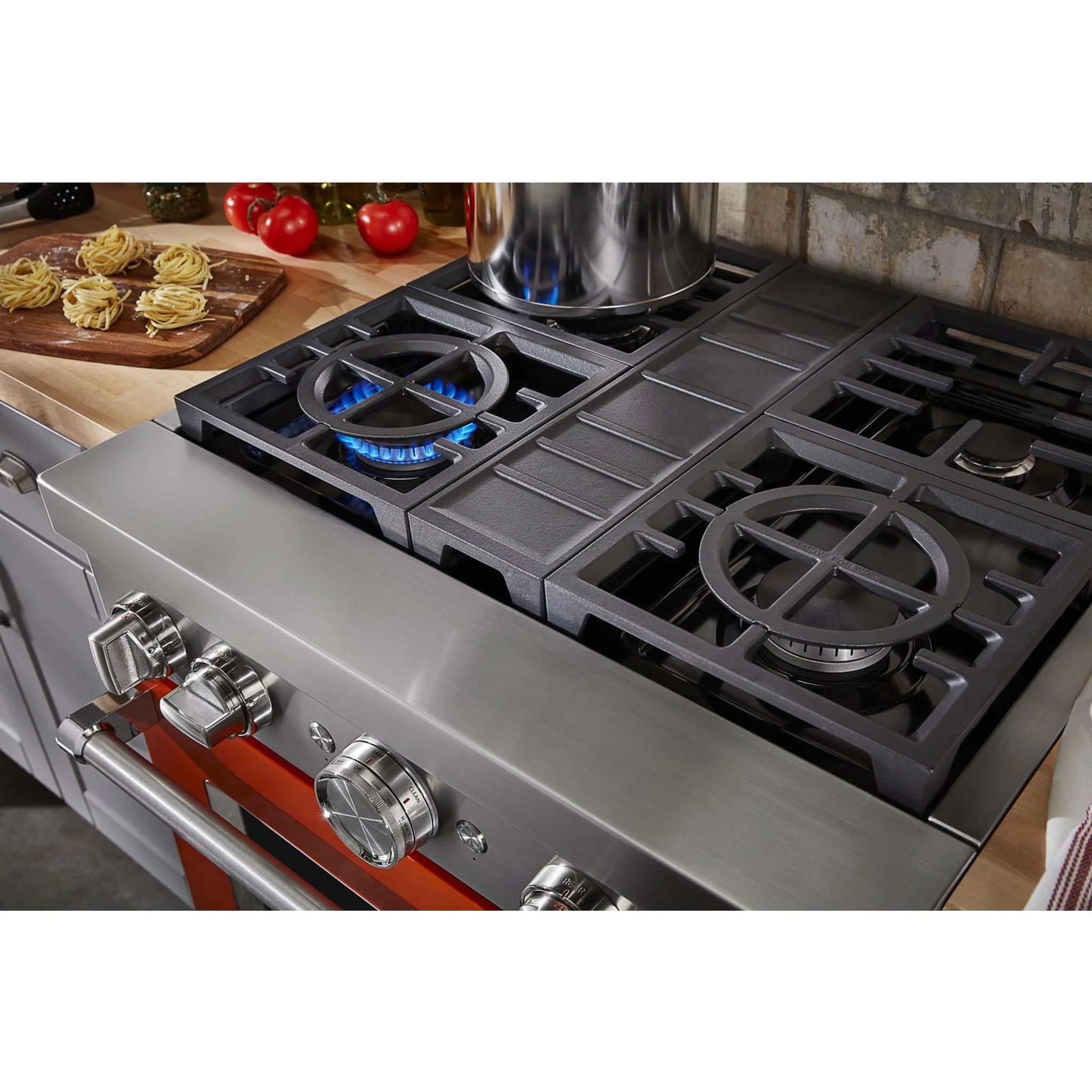 KitchenAid  30'' Smart Commercial-Style Dual Fuel Range with 4 Burners - Scorched Orange (KFDC500JSC) - Image 47