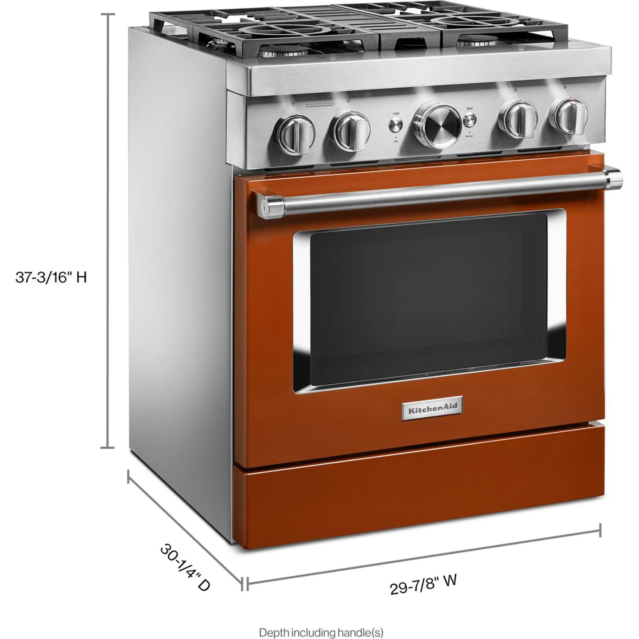KitchenAid  30'' Smart Commercial-Style Dual Fuel Range with 4 Burners - Scorched Orange (KFDC500JSC) - Image 56