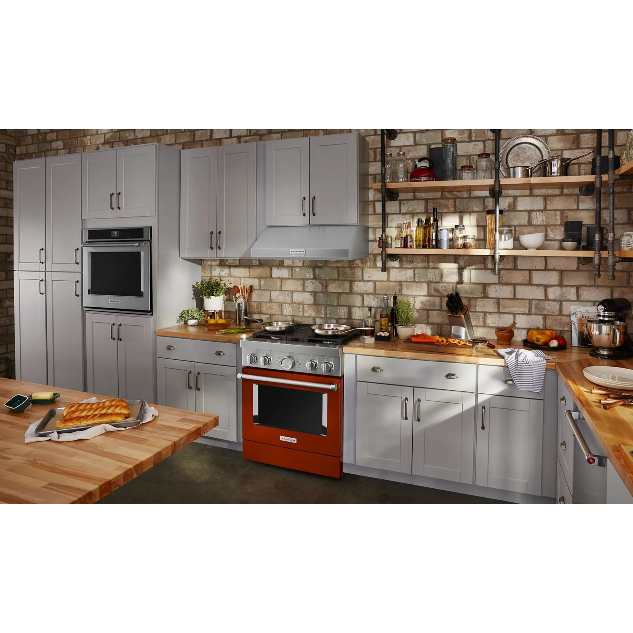KitchenAid  30'' Smart Commercial-Style Dual Fuel Range with 4 Burners - Scorched Orange (KFDC500JSC) - Image 57