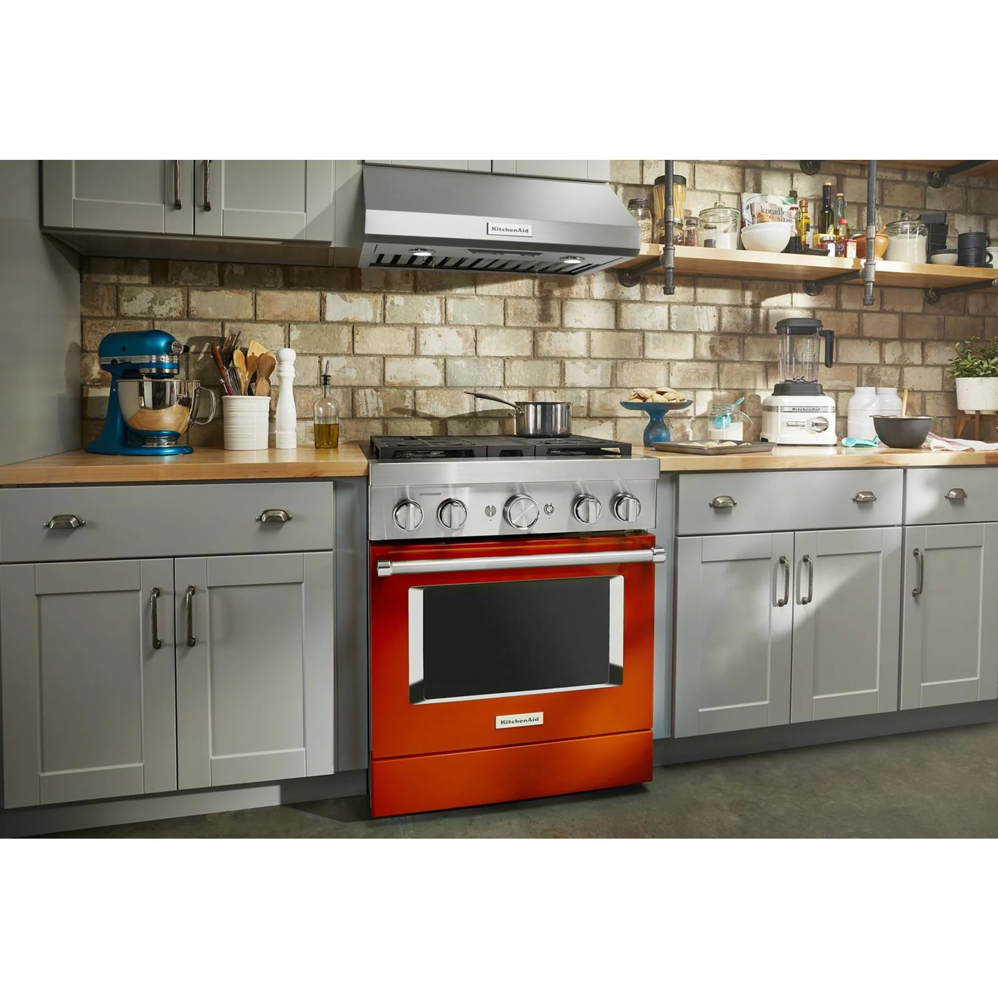 KitchenAid  30'' Smart Commercial-Style Dual Fuel Range with 4 Burners - Scorched Orange (KFDC500JSC) - Image 6